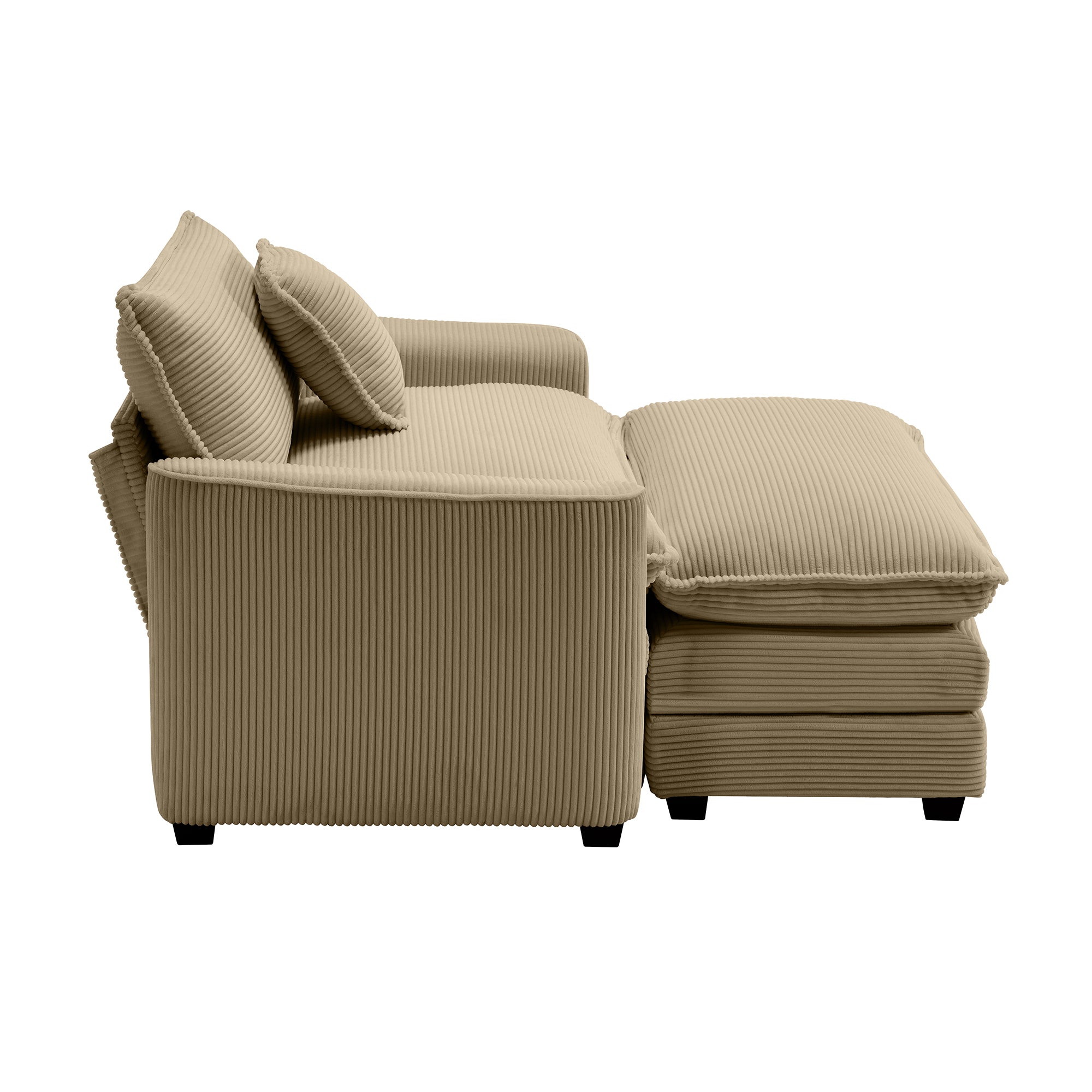 Walker Edison | Corduroy Deep Seat Sofa Chair with Ottoman