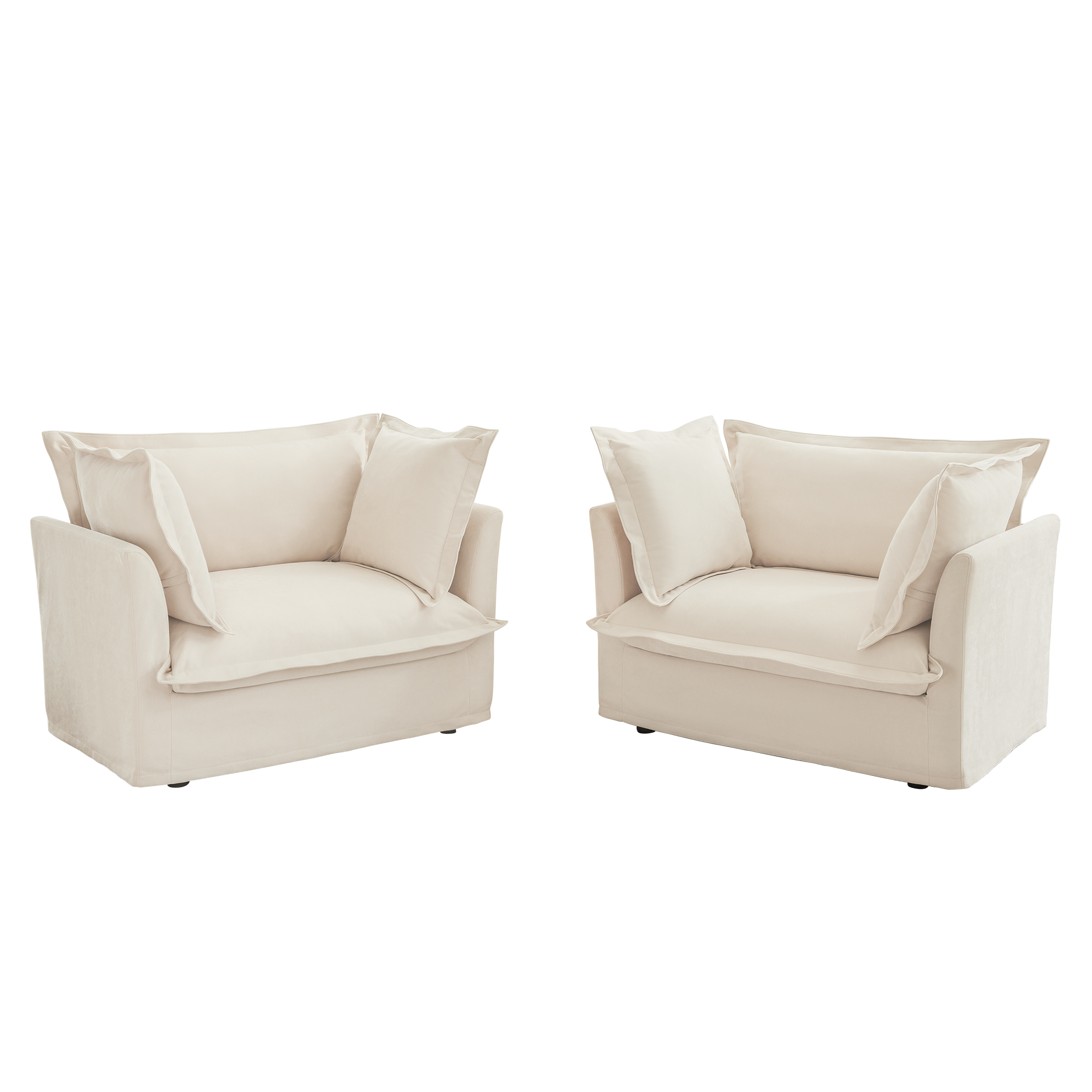 Walker Edison | Deep Seat Slipcovered Accent Chair Set