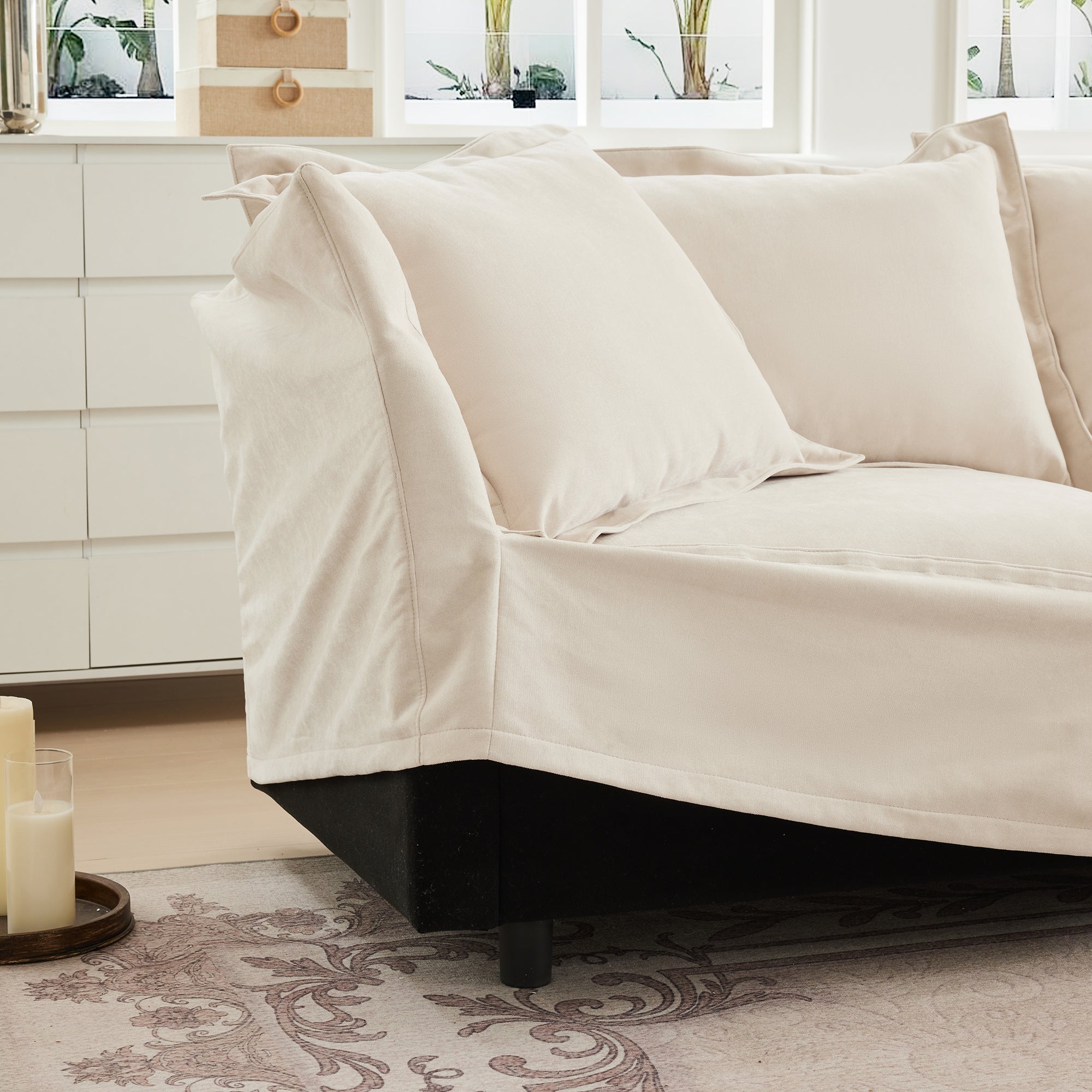 Walker Edison | Deep Seat Slipcovered Accent Chair Set