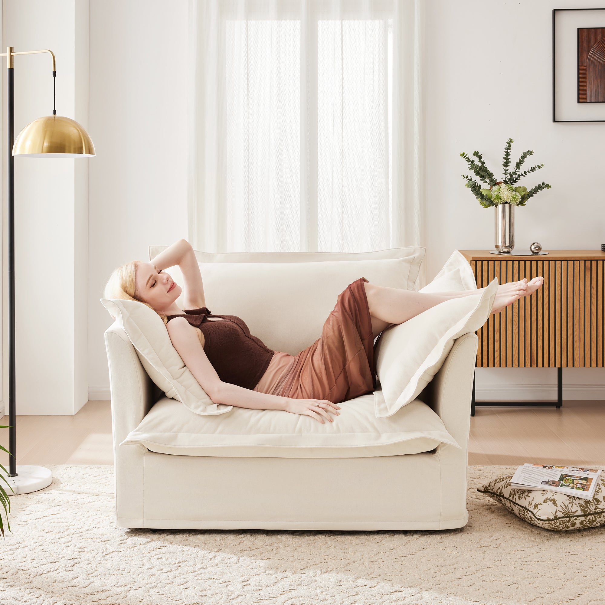 Walker Edison | Deep Seat Slipcovered Accent Chair Set