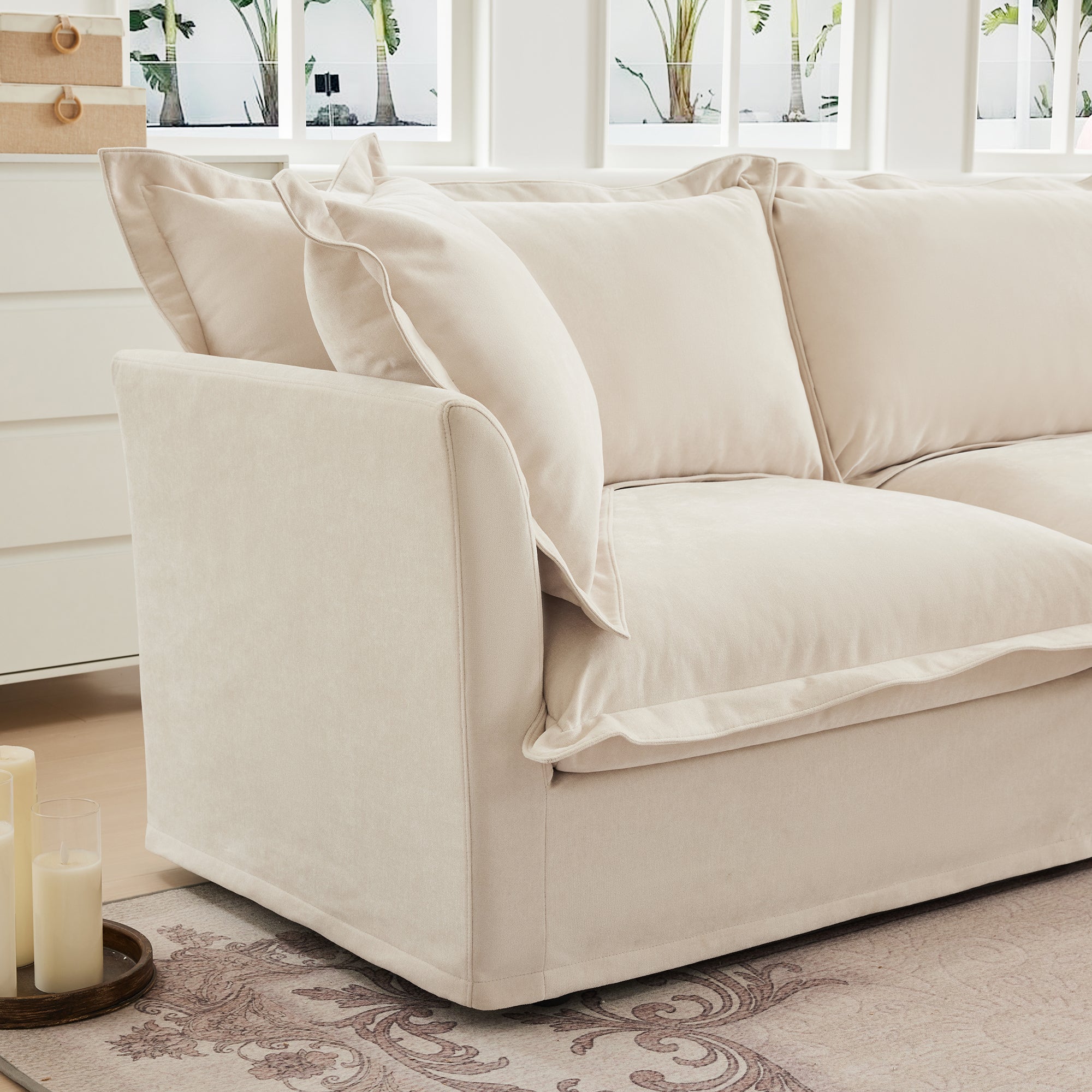 Walker Edison | Deep Seat Slipcovered Accent Chair Set