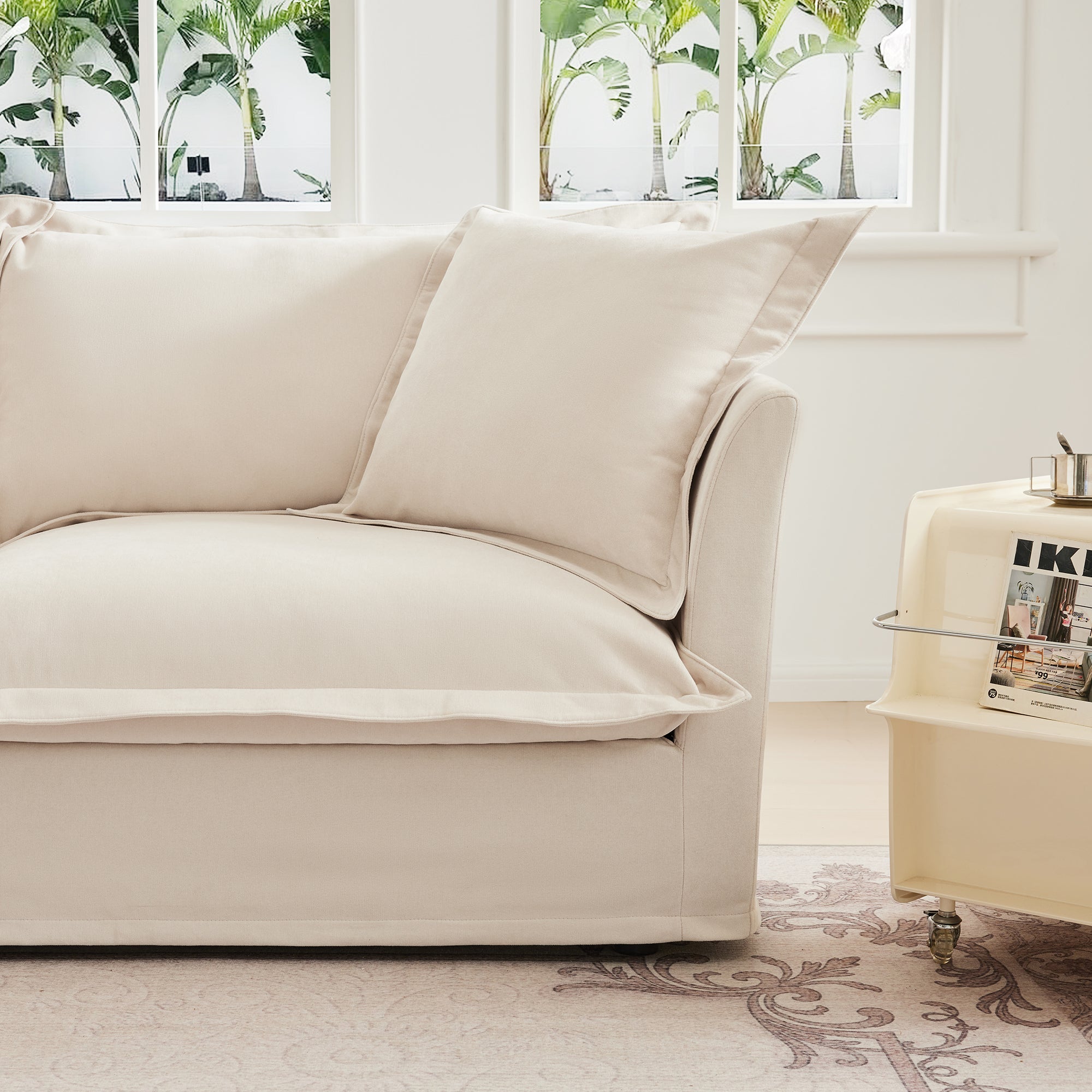 Walker Edison | Deep Seat Slipcovered Accent Chair Set