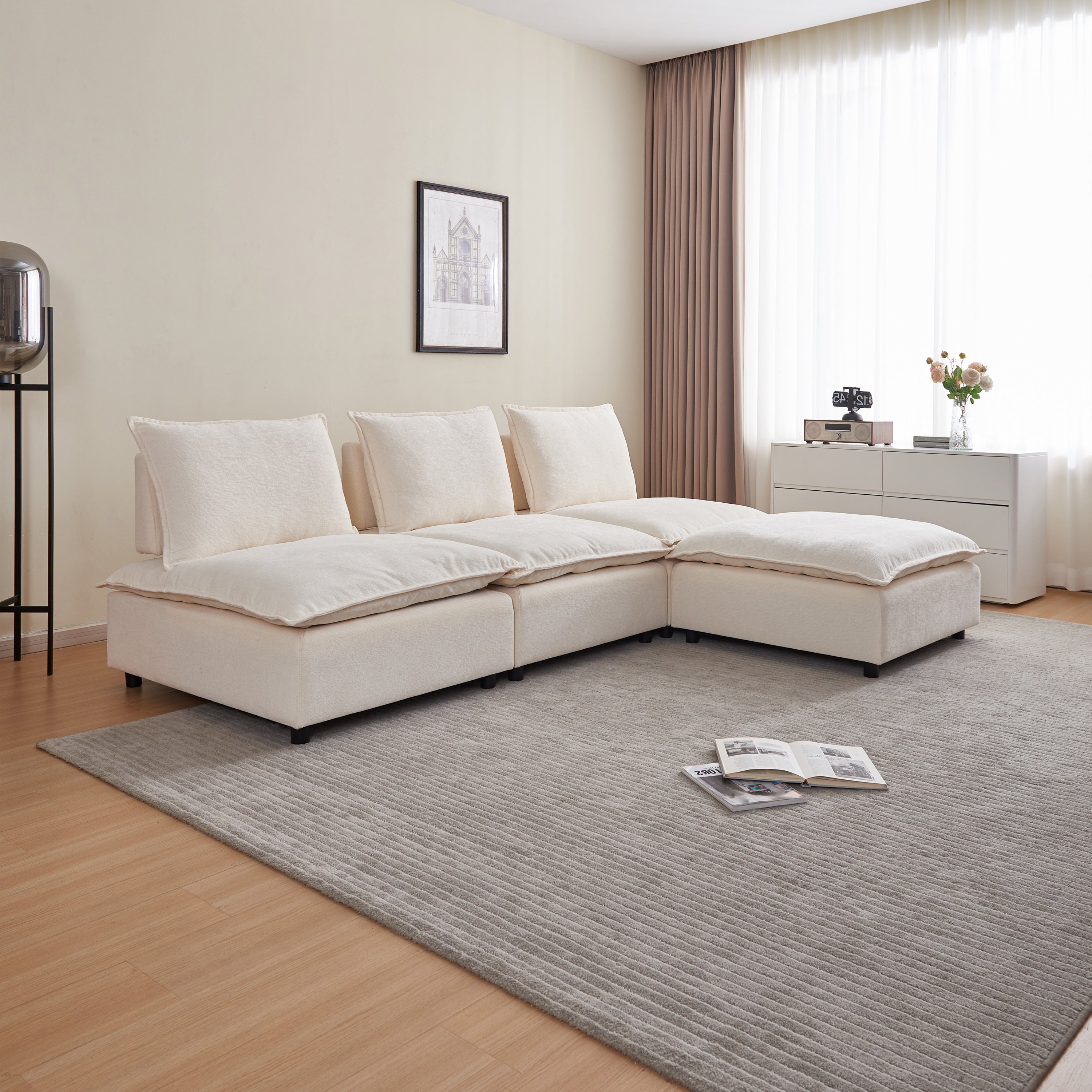 Walker Edison | Modern Modular Cloud Armless Sectional Sofa Couch
