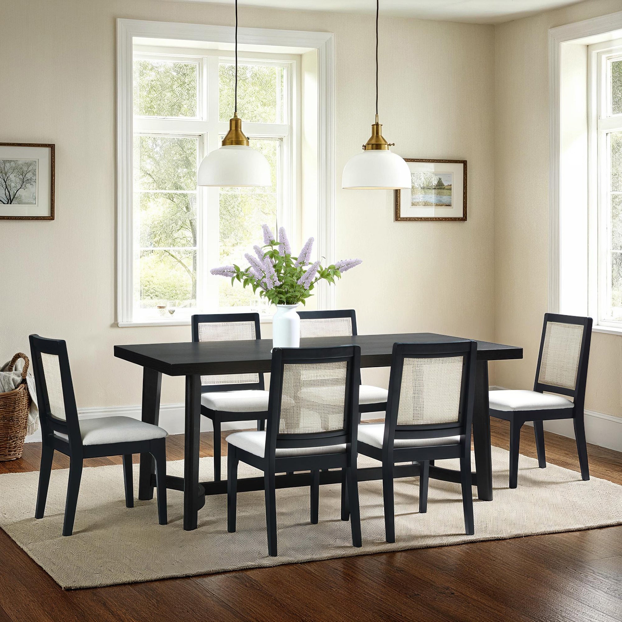 Nash Modern Farmhouse Rustic Solid Oak Wood Rectangular Dining Table