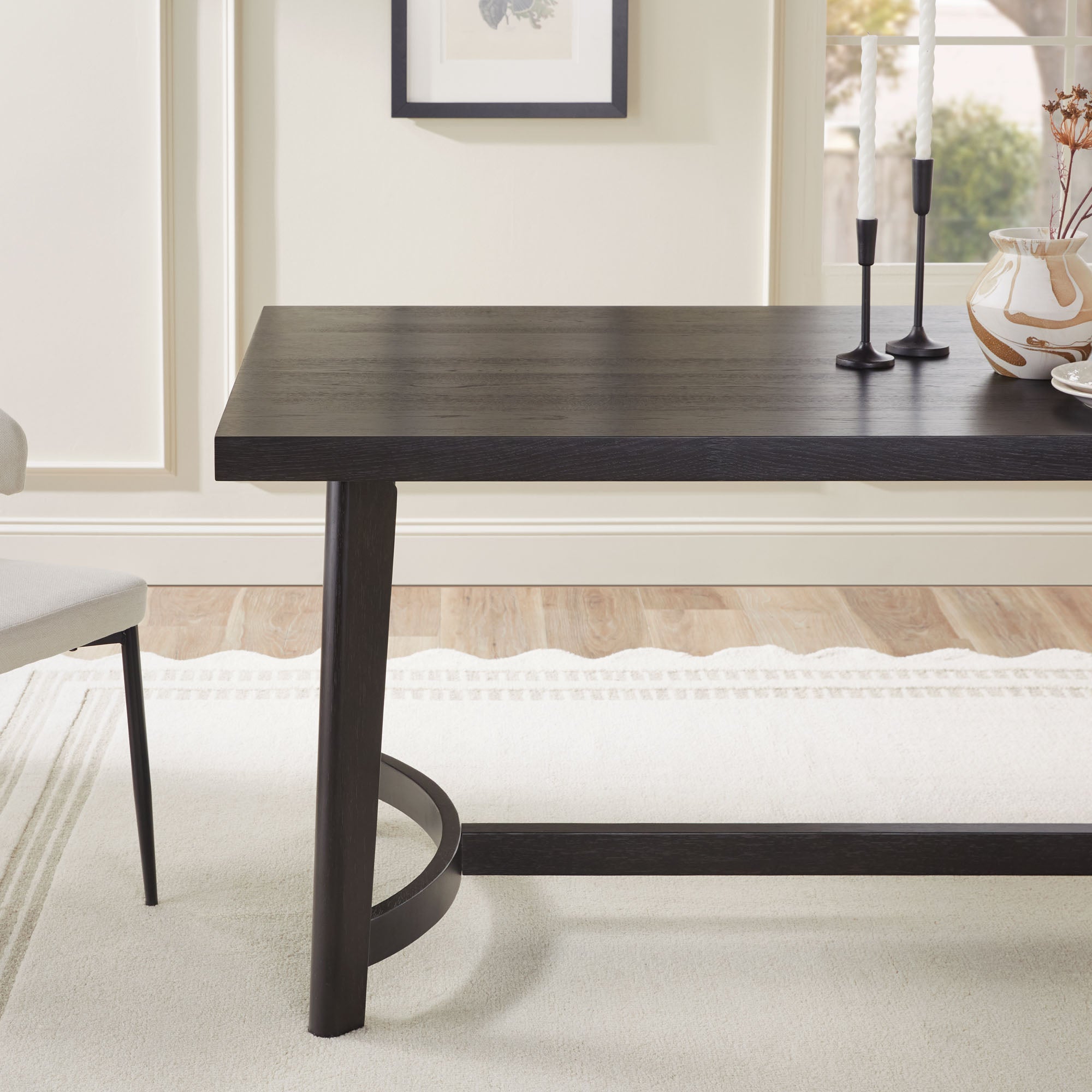 Nash Modern Farmhouse Rustic Solid Oak Wood Rectangular Dining Table