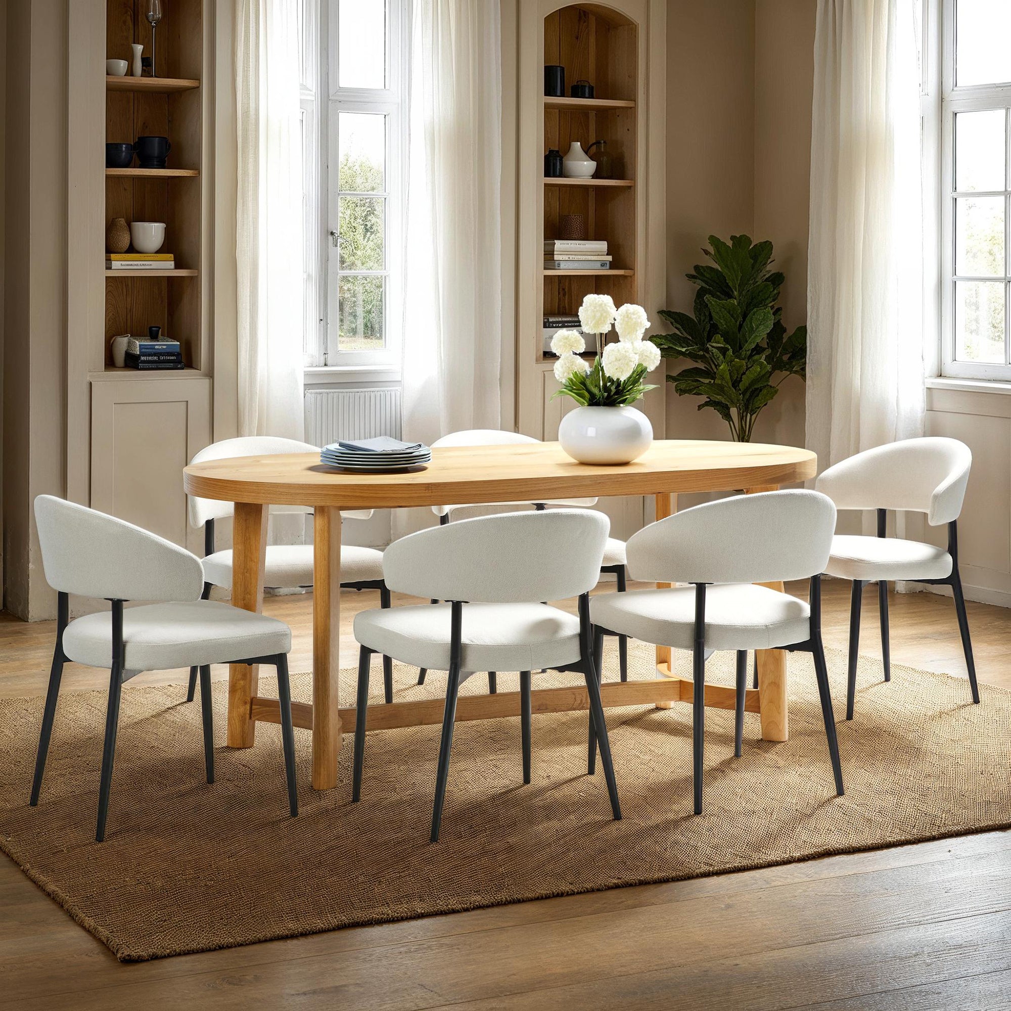 Nash Modern Farmhouse Rustic Solid Oak Wood Oval Dining Table
