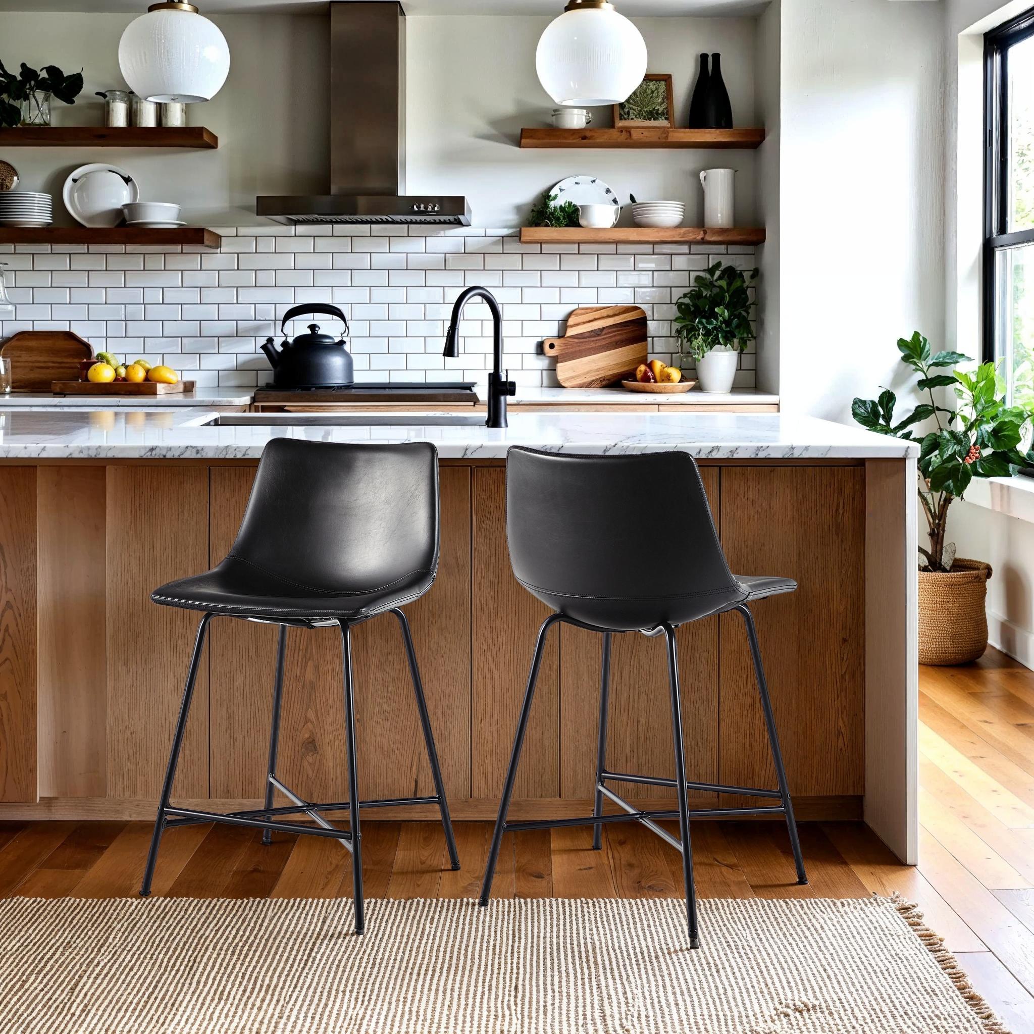 Xuma Urban Industrial Faux Leather Seating Collection (Dining Chair or Counter Stool), Set of 2