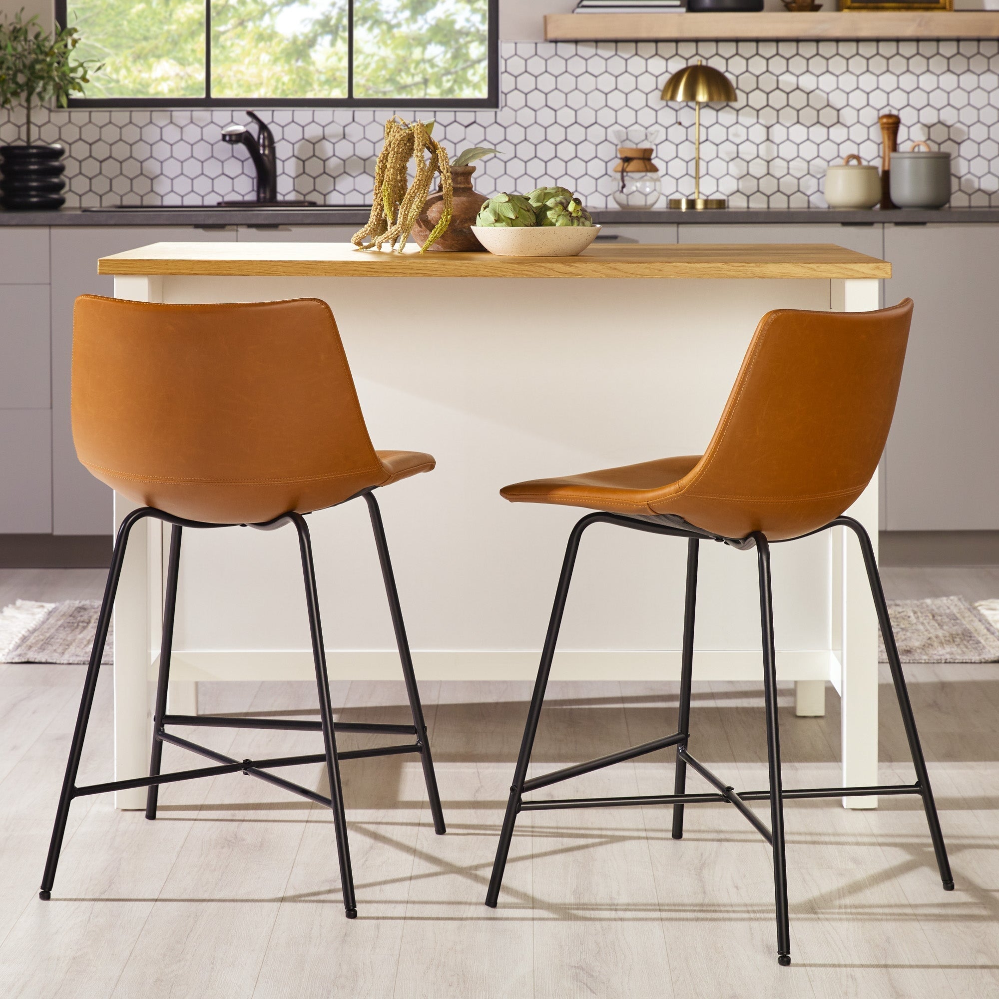 Xuma Urban Industrial Faux Leather Seating Collection (Dining Chair or Counter Stool), Set of 2