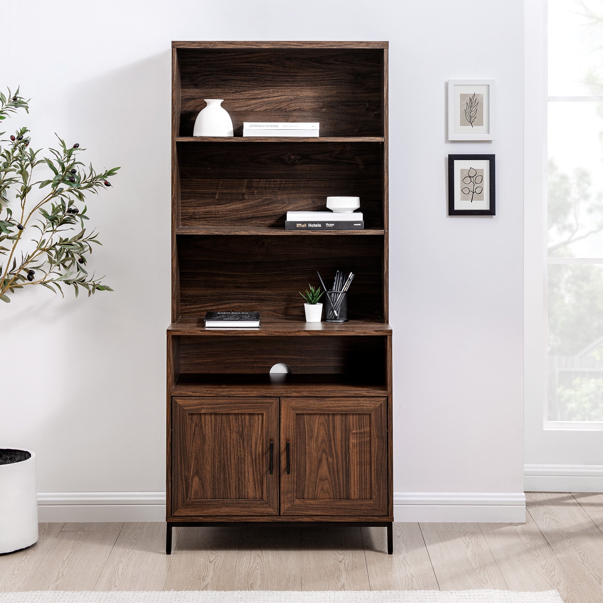Chevy 64" Contemporary 2-Door Hutch Bookshelf