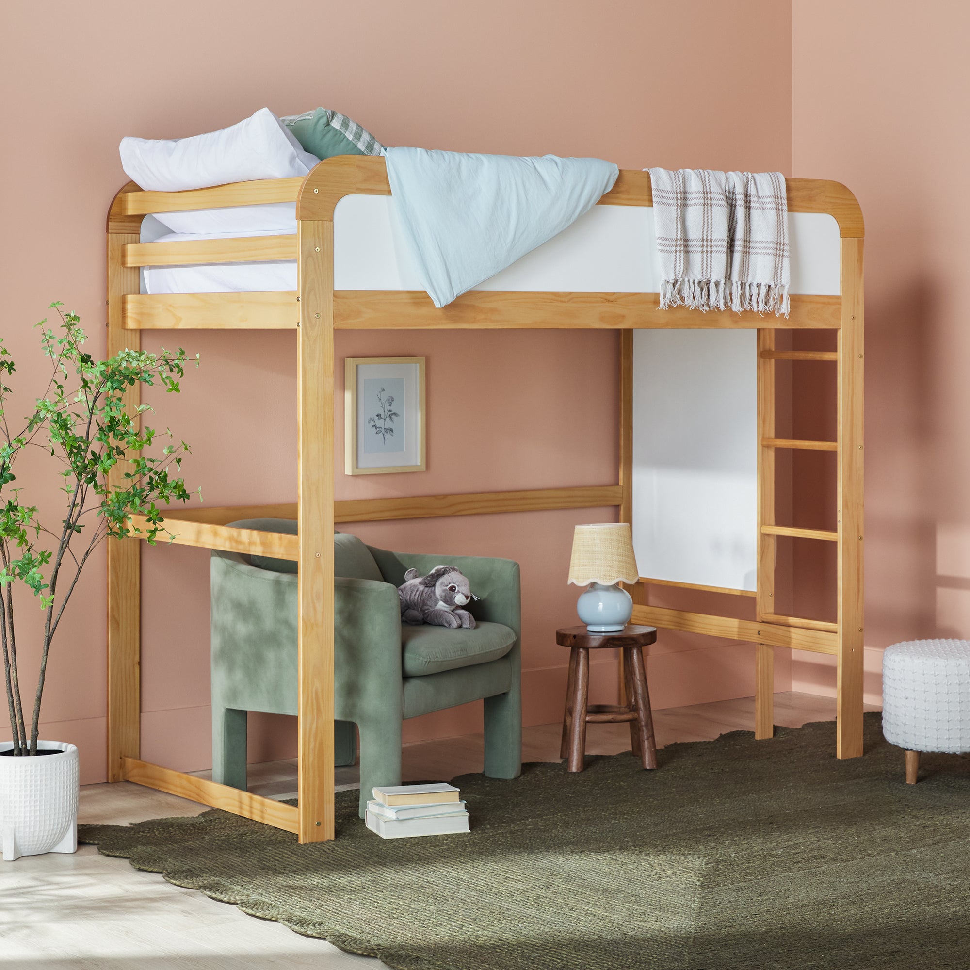 Adyn Contemporary Twin Loft Bunk Bed with Ladder