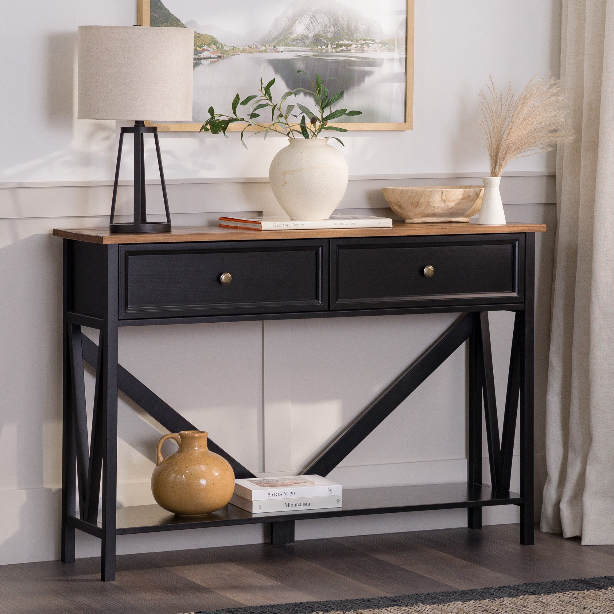 48" Distressed 2-Drawer Entry Table