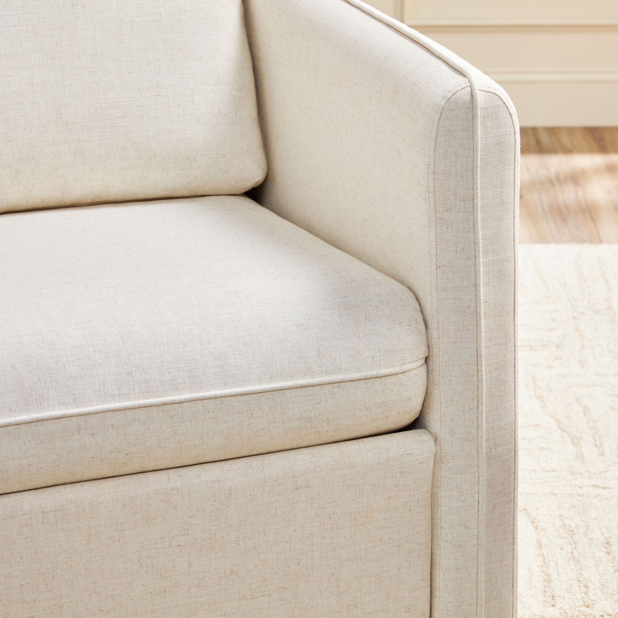 Nash Modern Farmhouse Easy Assembly Linen Swivel Accent Chair