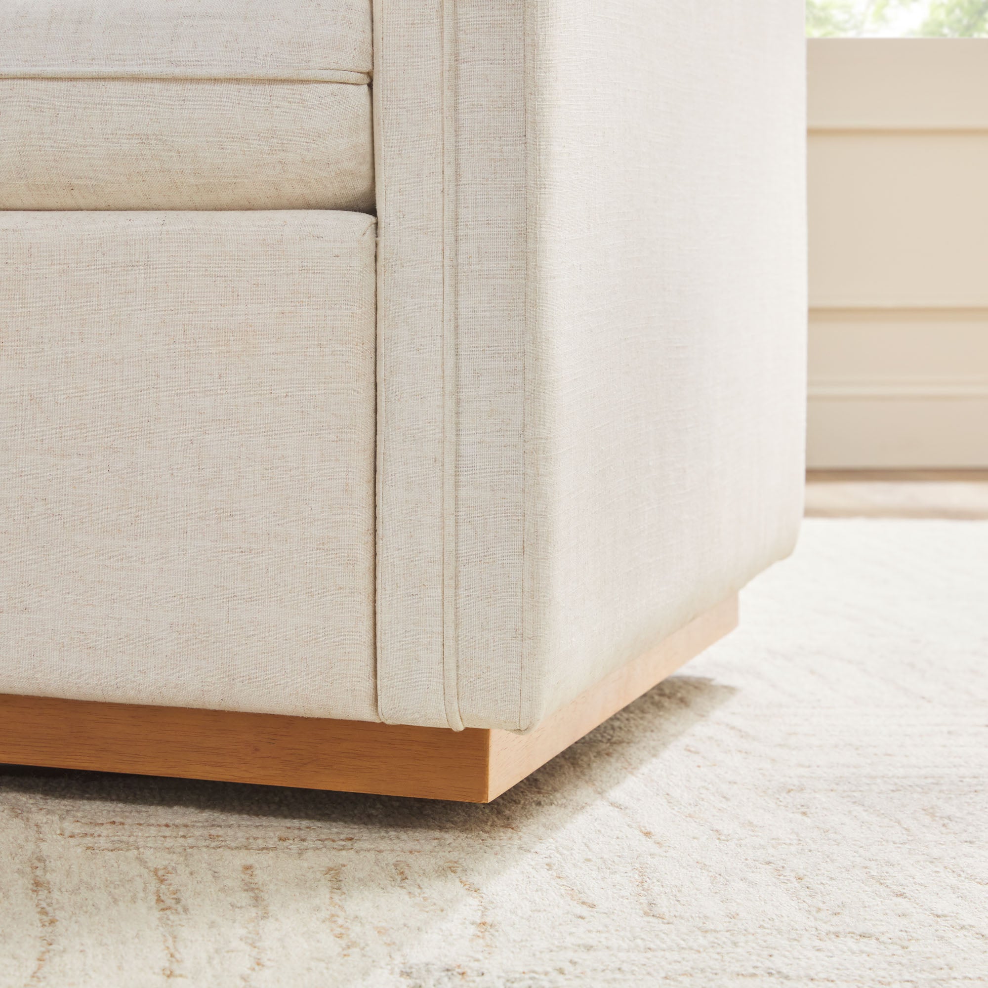 Nash Modern Farmhouse Easy Assembly Linen Swivel Accent Chair