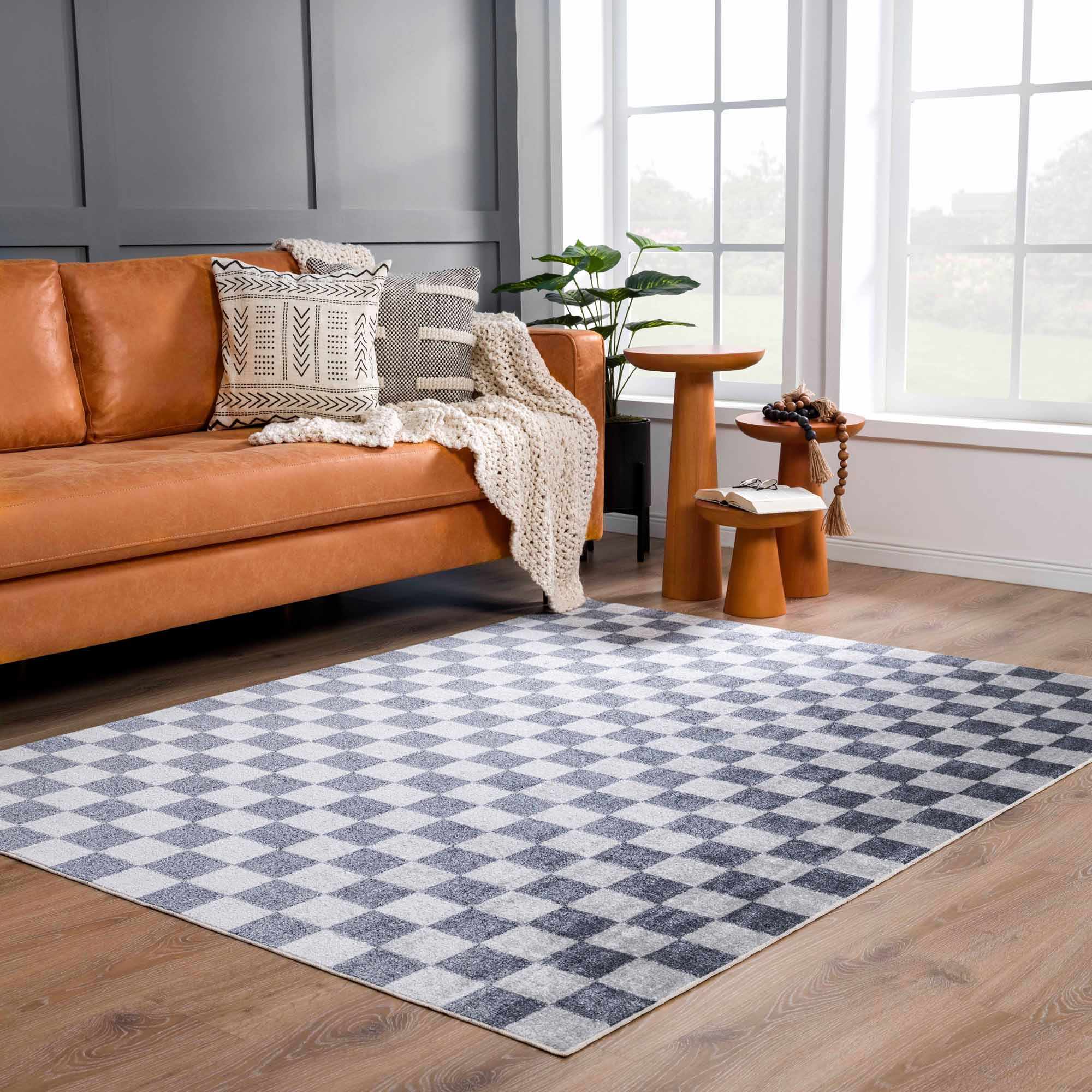 Boutique Rugs - Alie Gray Checkered Washable Area Rug
