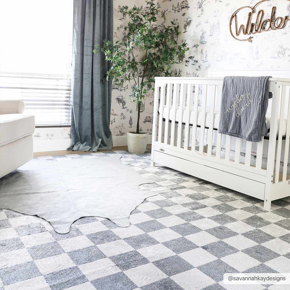 Boutique Rugs - Alie Gray Checkered Washable Area Rug