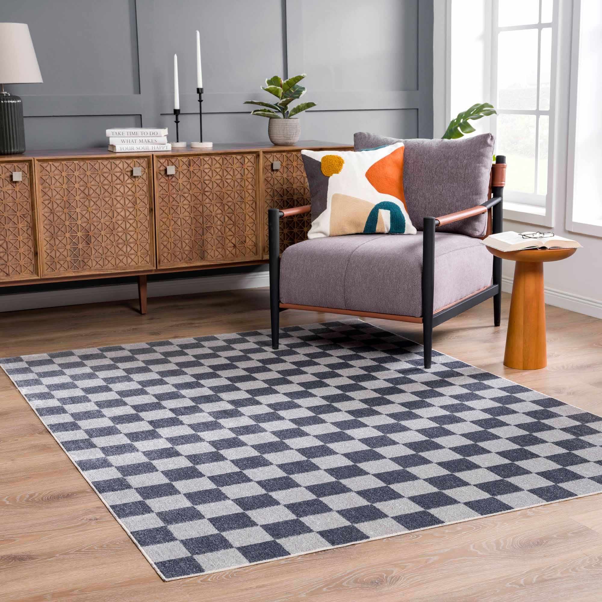 Boutique Rugs - Alie Gray Checkered Washable Area Rug