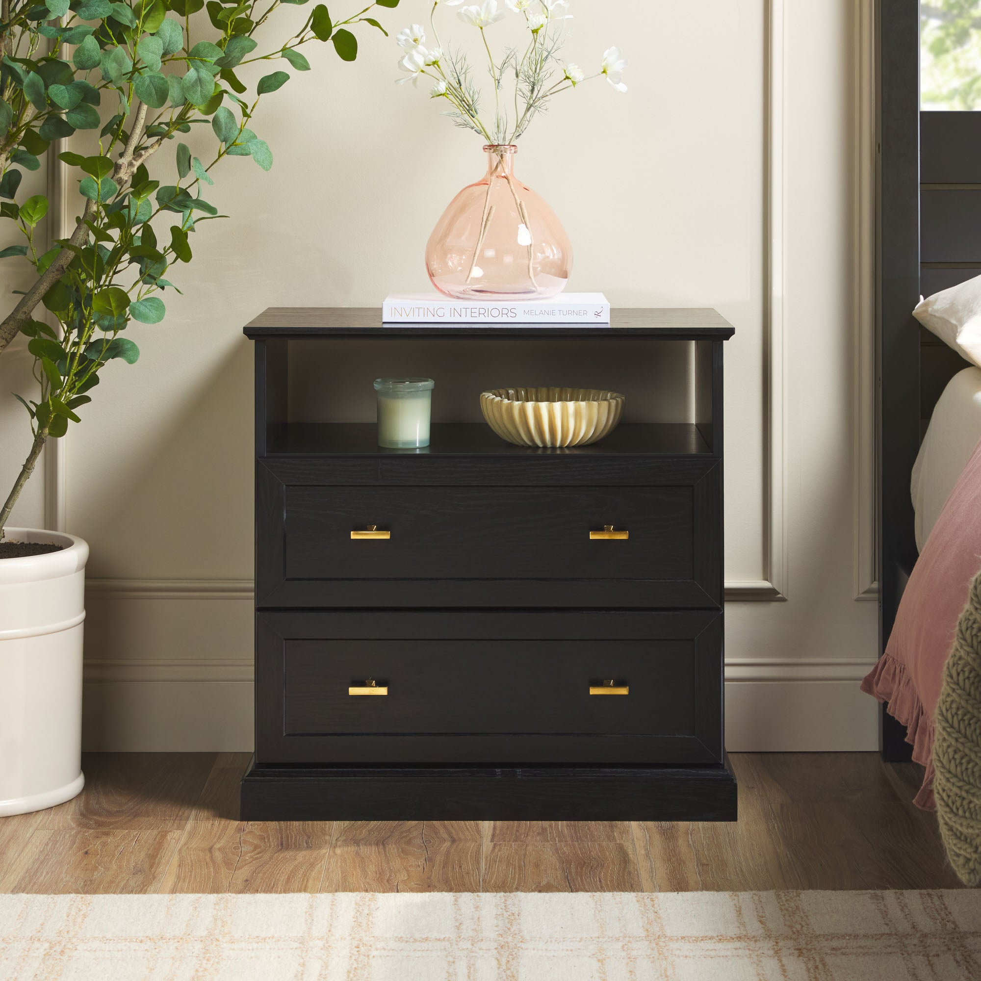 Clyde Modern Farmhouse Easy Assembly 2-Drawer Nightstand/Side Table