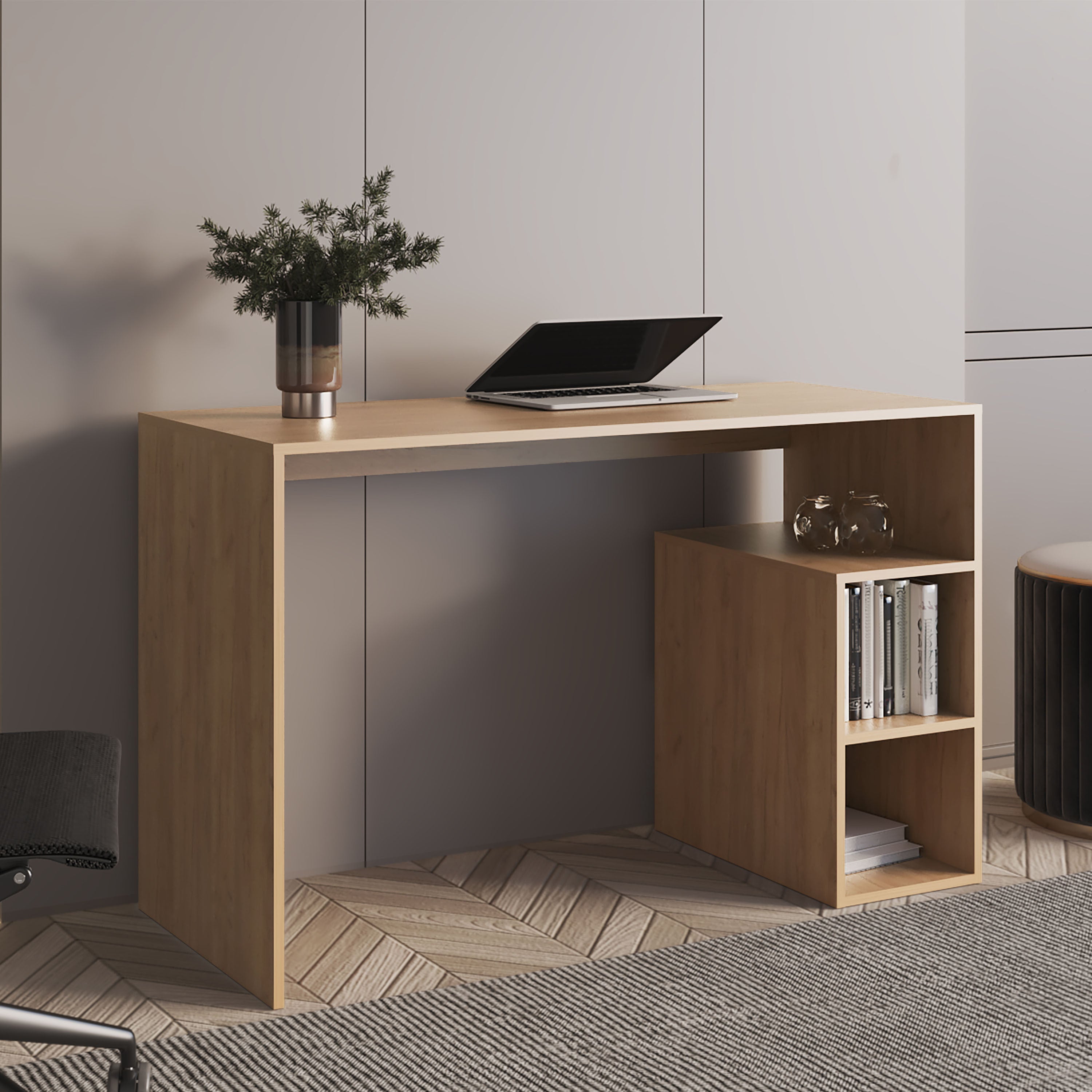 Walker Edison | Oak Shelf Writing Desk