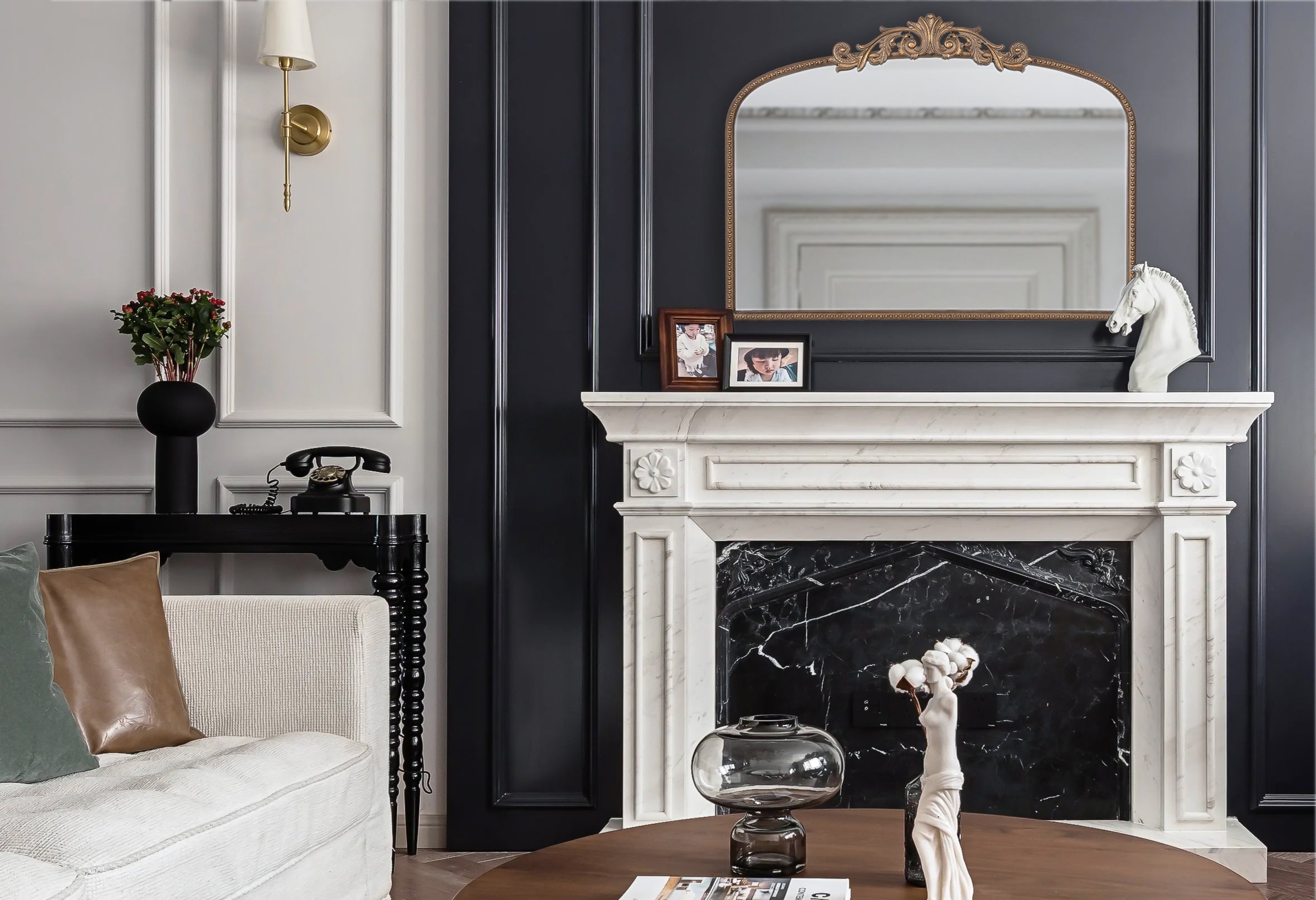Walker Edison | Vintage Fleur Design Gold Arch Mirror
