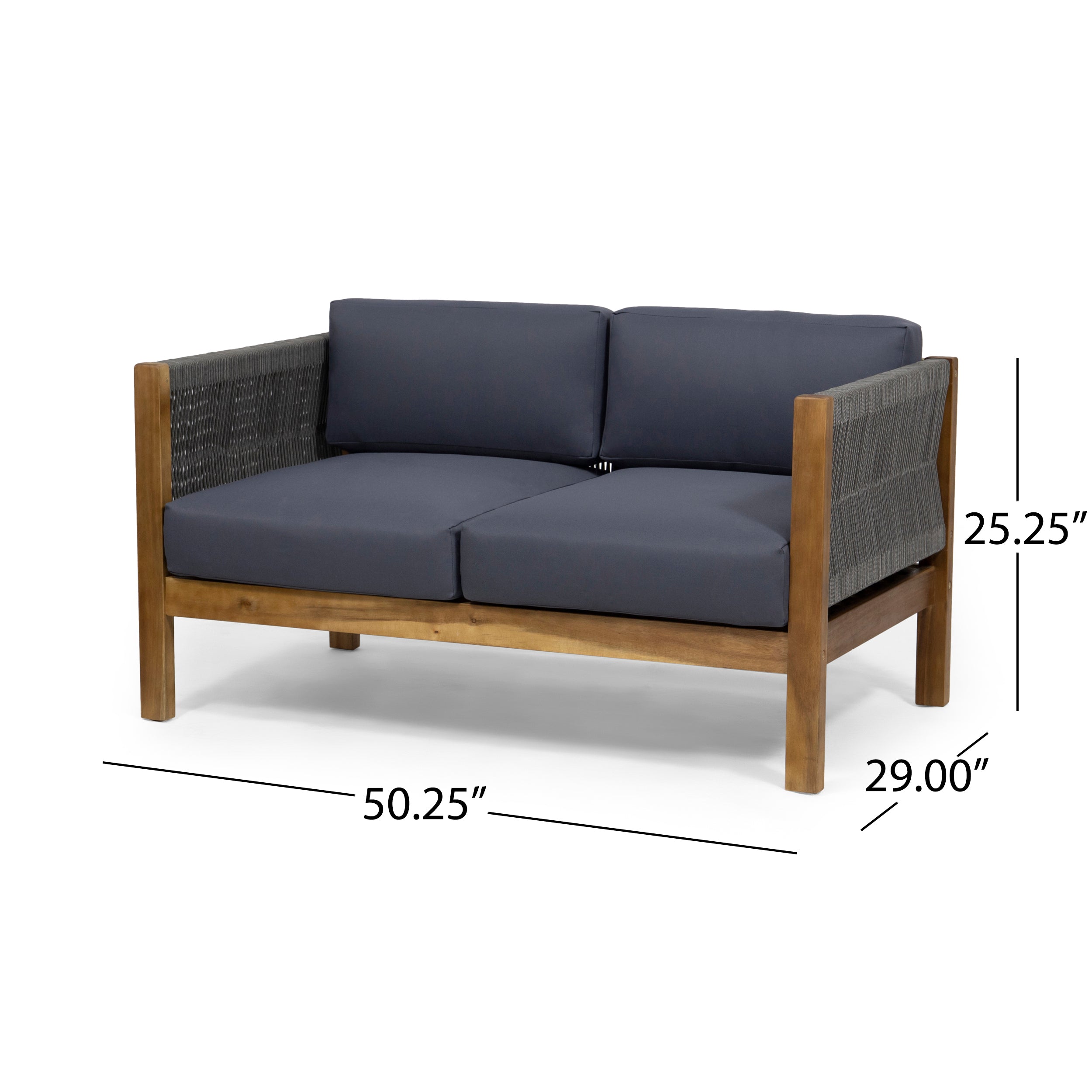 Walker Edison | Rope Design Outdoor Teak Loveseat Set
