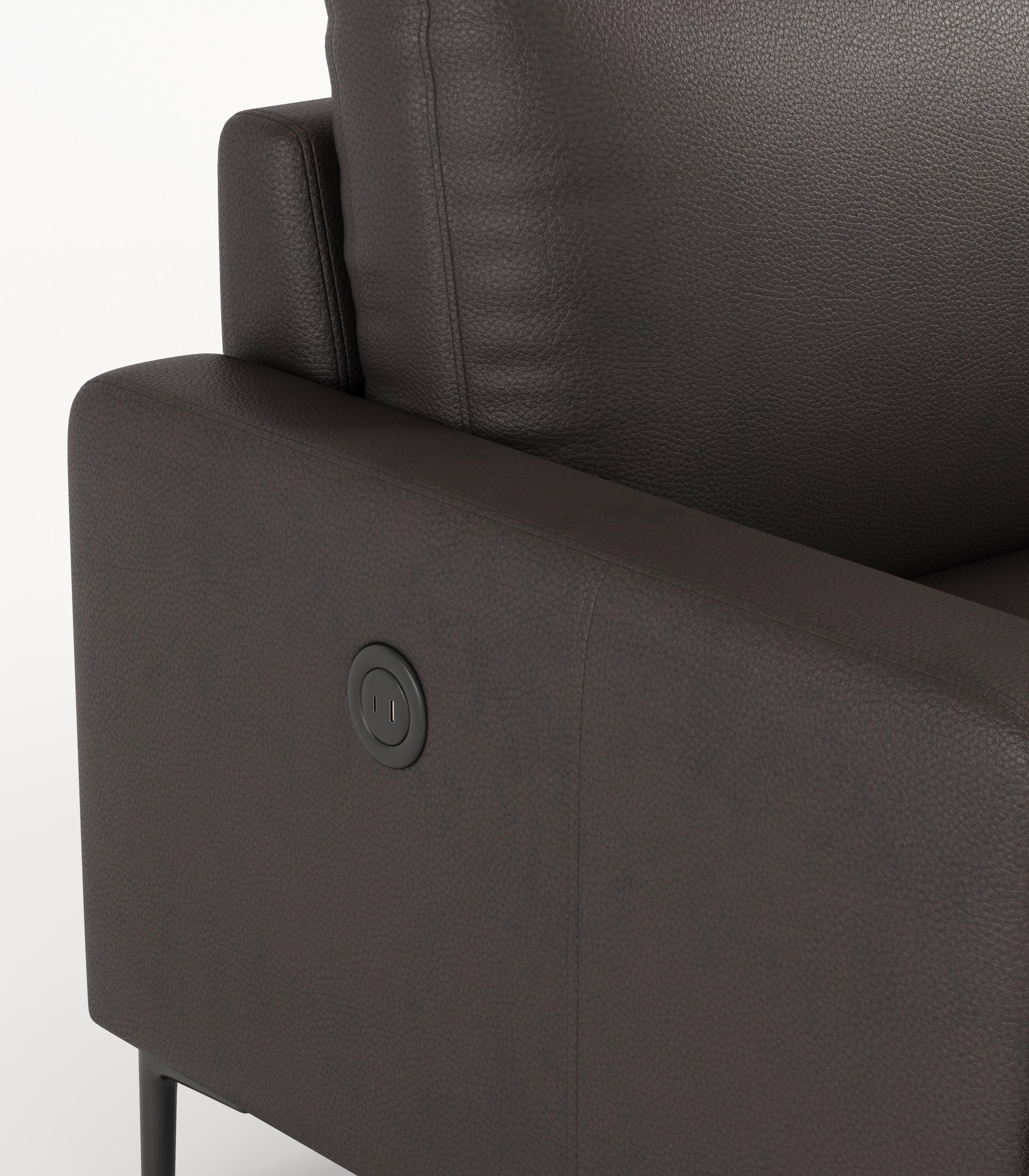 Walker Edison | Brown Genuine Leather Sofa