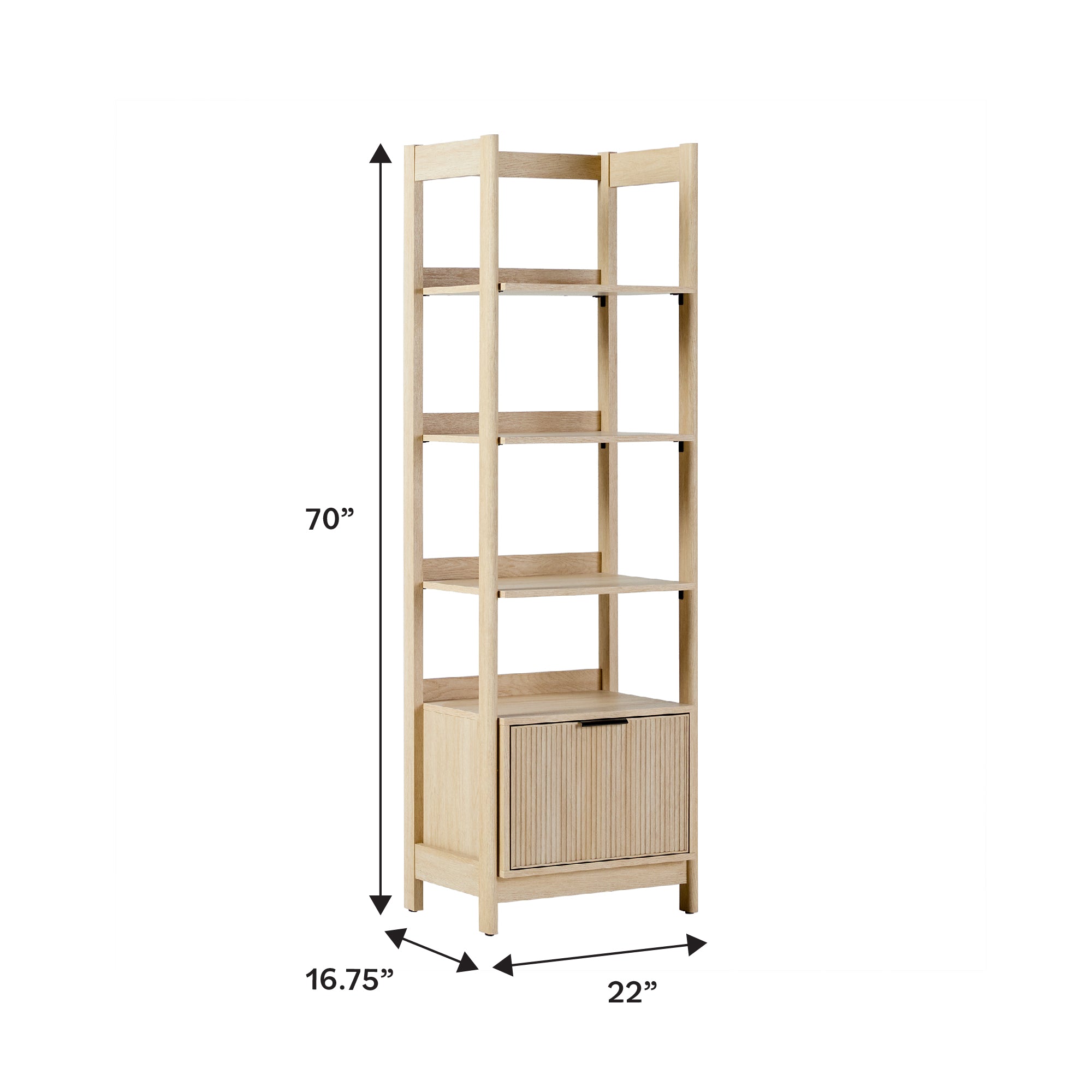 Holmes Modern Scandinavian Reeded Bookshelf