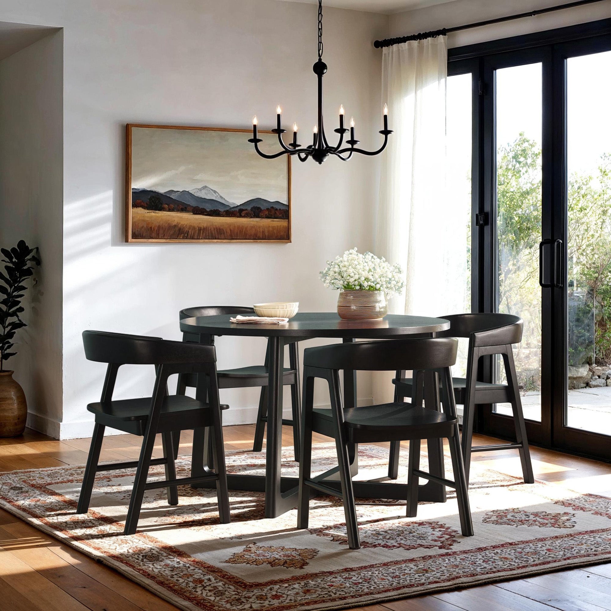 Ezra Modern Solid Wood Rounded Back Dining Chair (Set of 2)