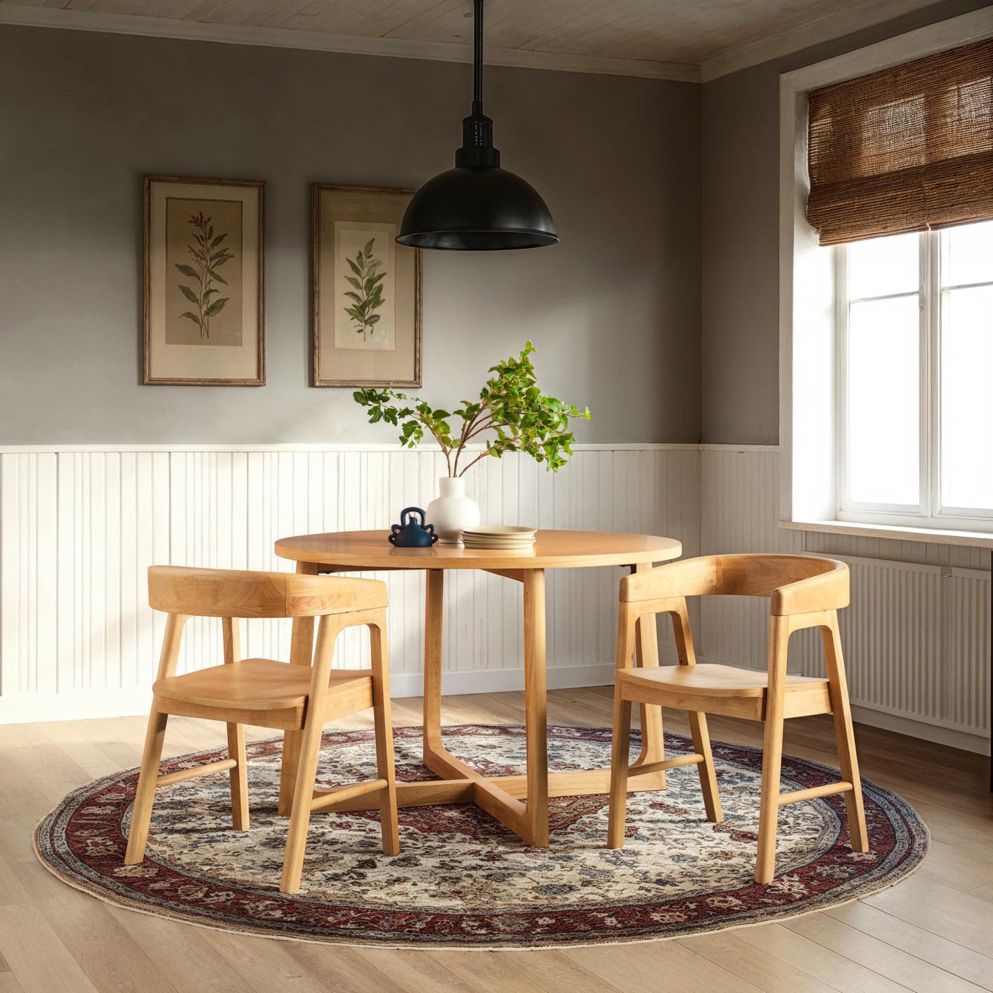 Ezra Modern Solid Wood Rounded Back Dining Chair (Set of 2)