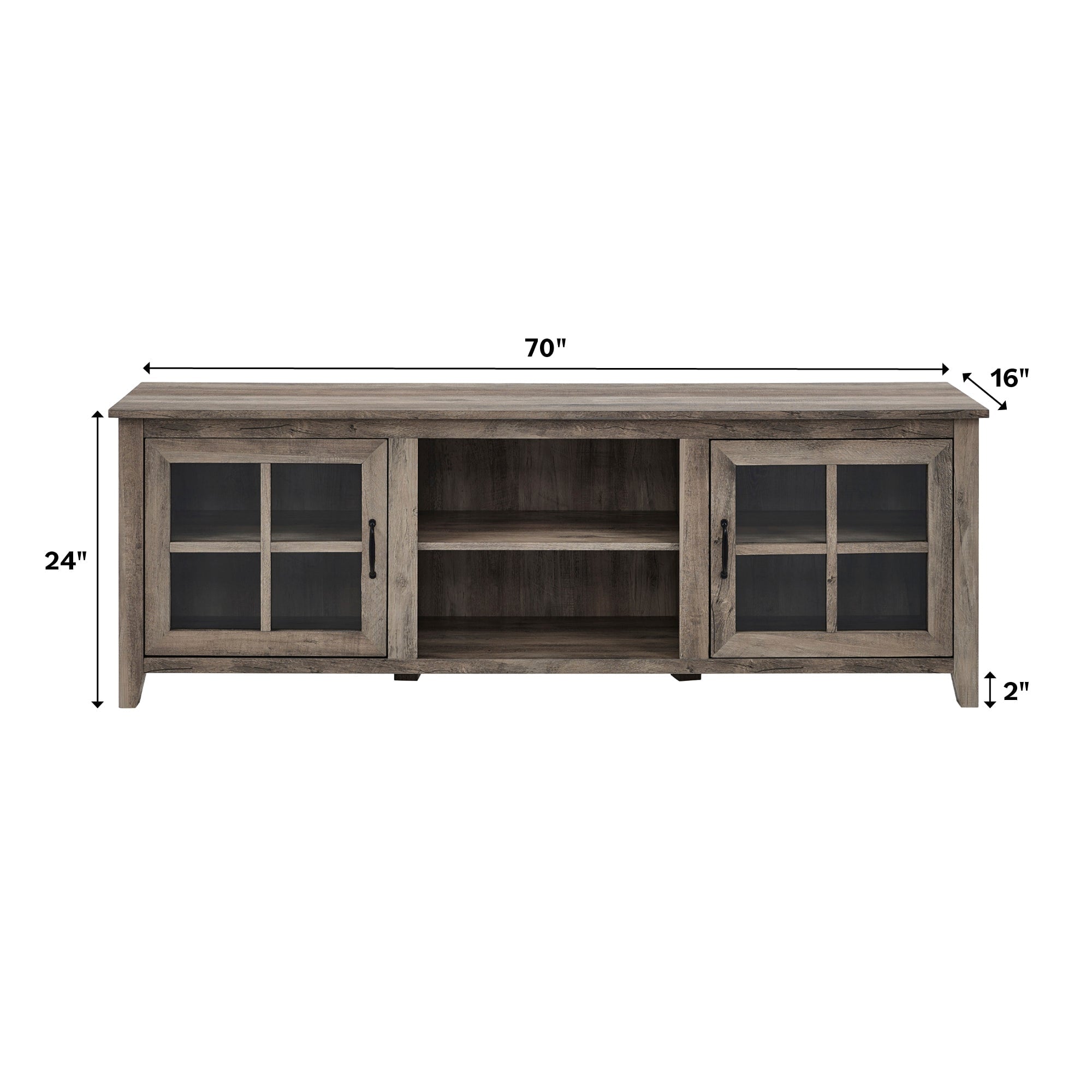 Farmhouse 70" Simple Window Pane 2 Door Wood TV Stand