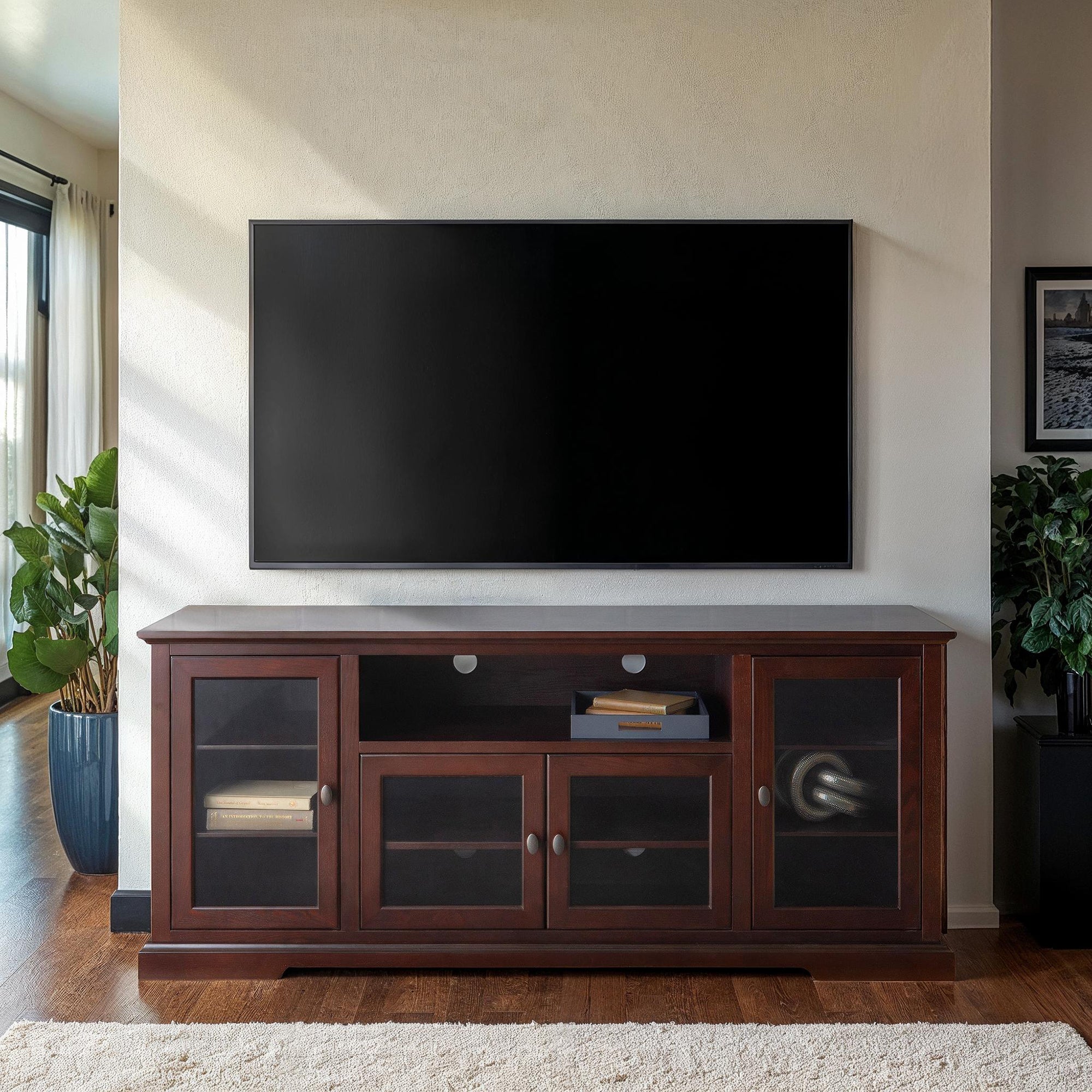 70" Highboy Style Wood TV Stand
