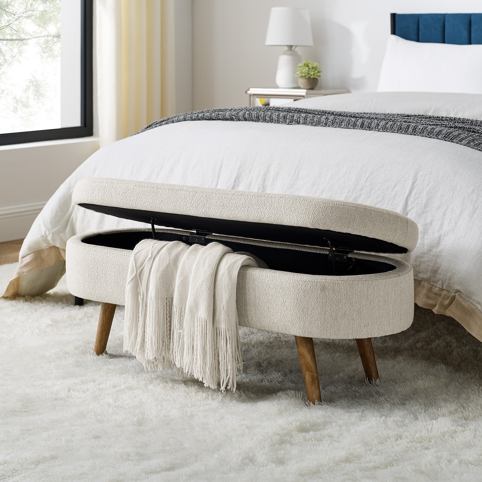 Walker Edison | Ottoman Oval Storage Bench