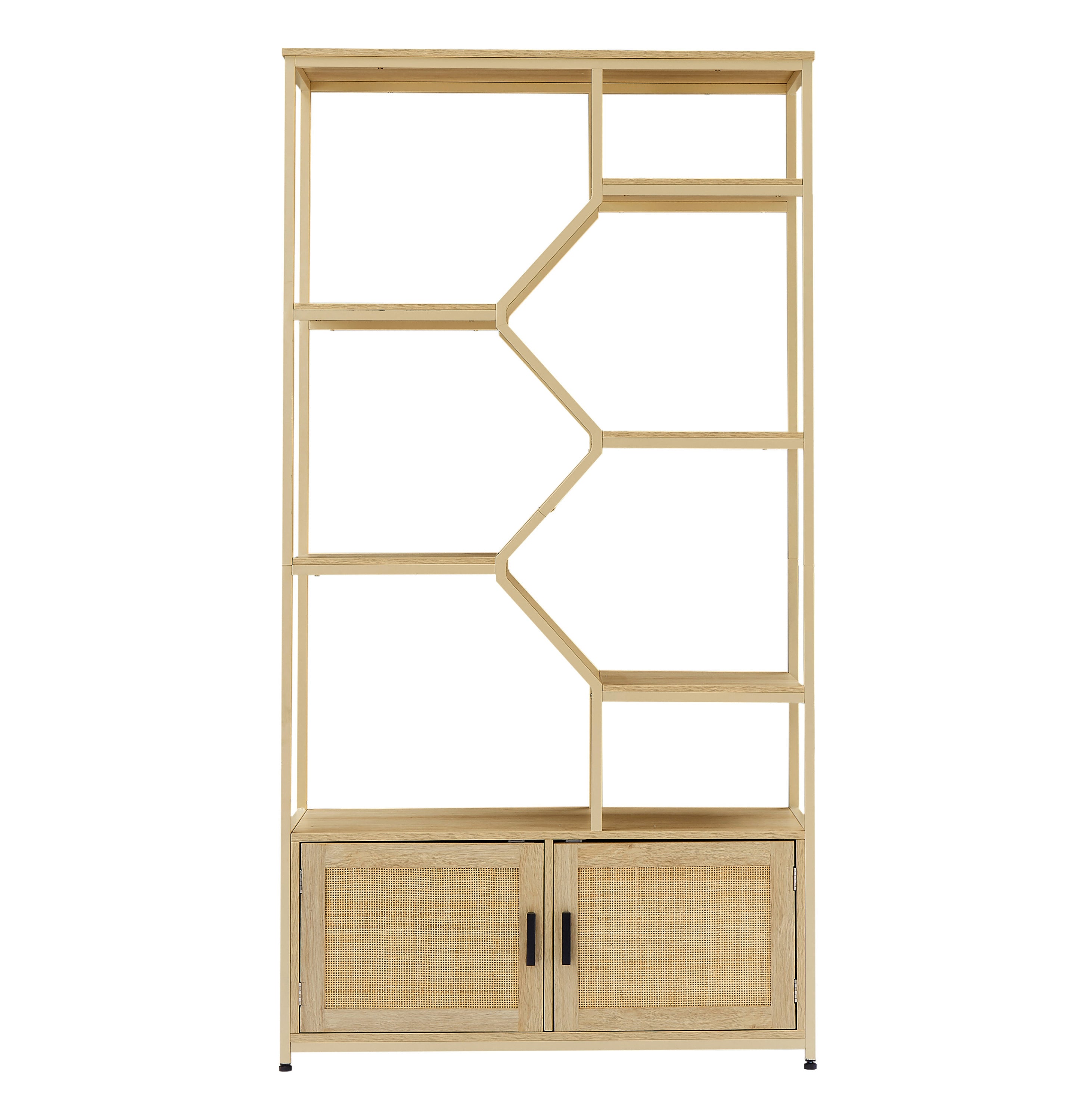 Walker Edison | Rattan Bookshelf Storage Cabinet