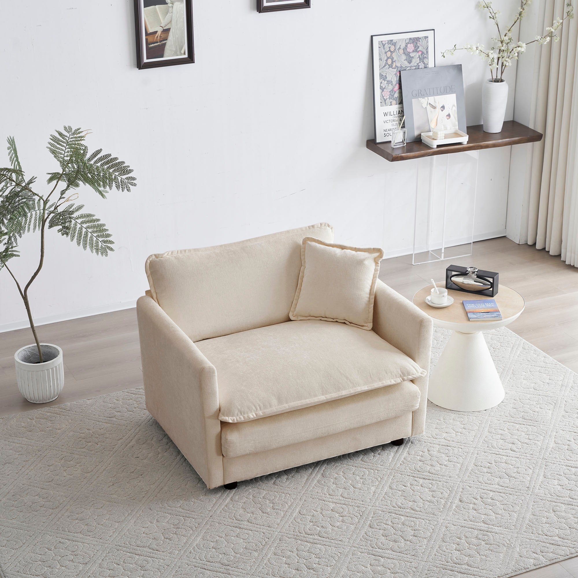Walker Edison | Chenille Upholstered Comfy Deep Single Seat Sofa Chair