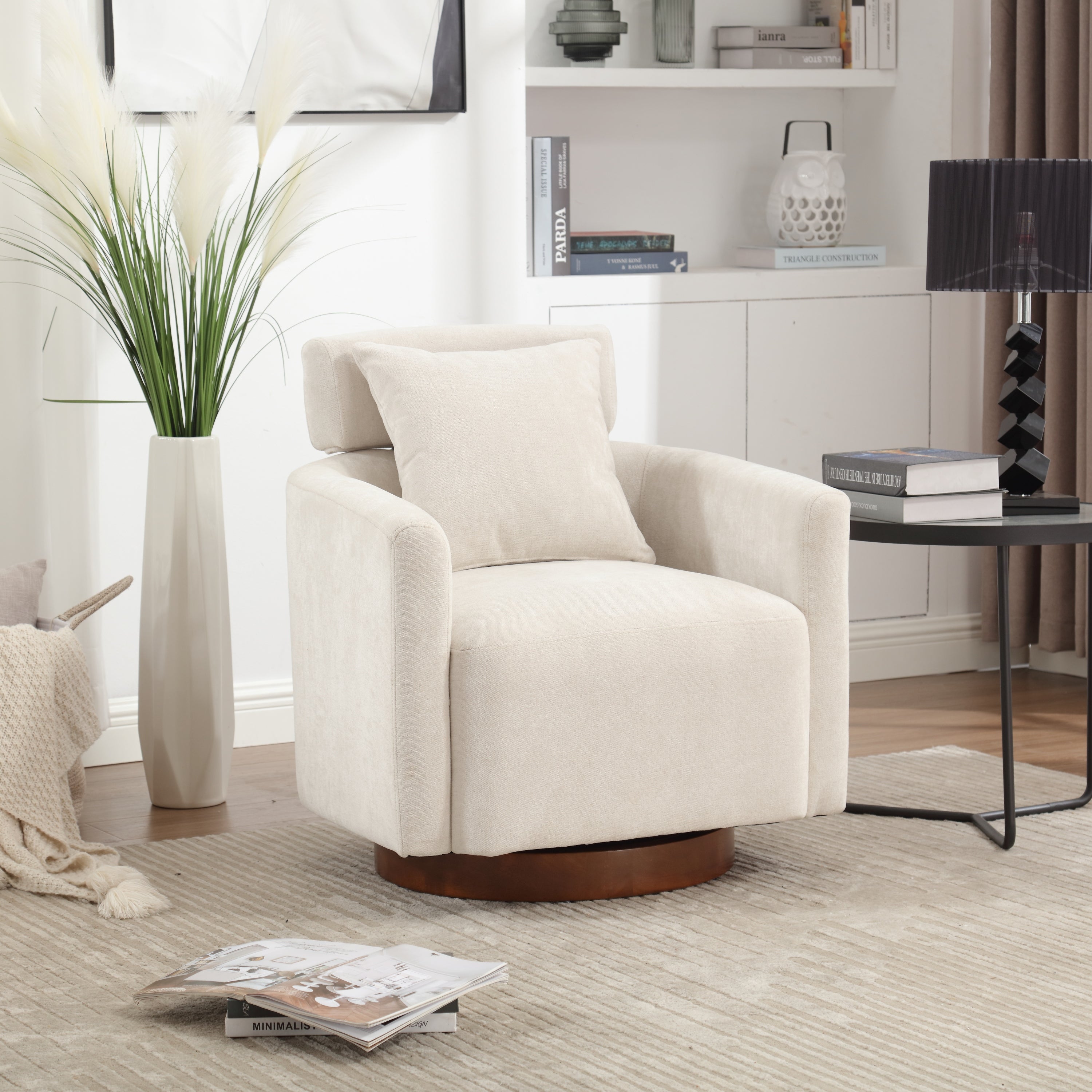 Walker Edison | Chenille Swivel Ergonomic Accent Chair