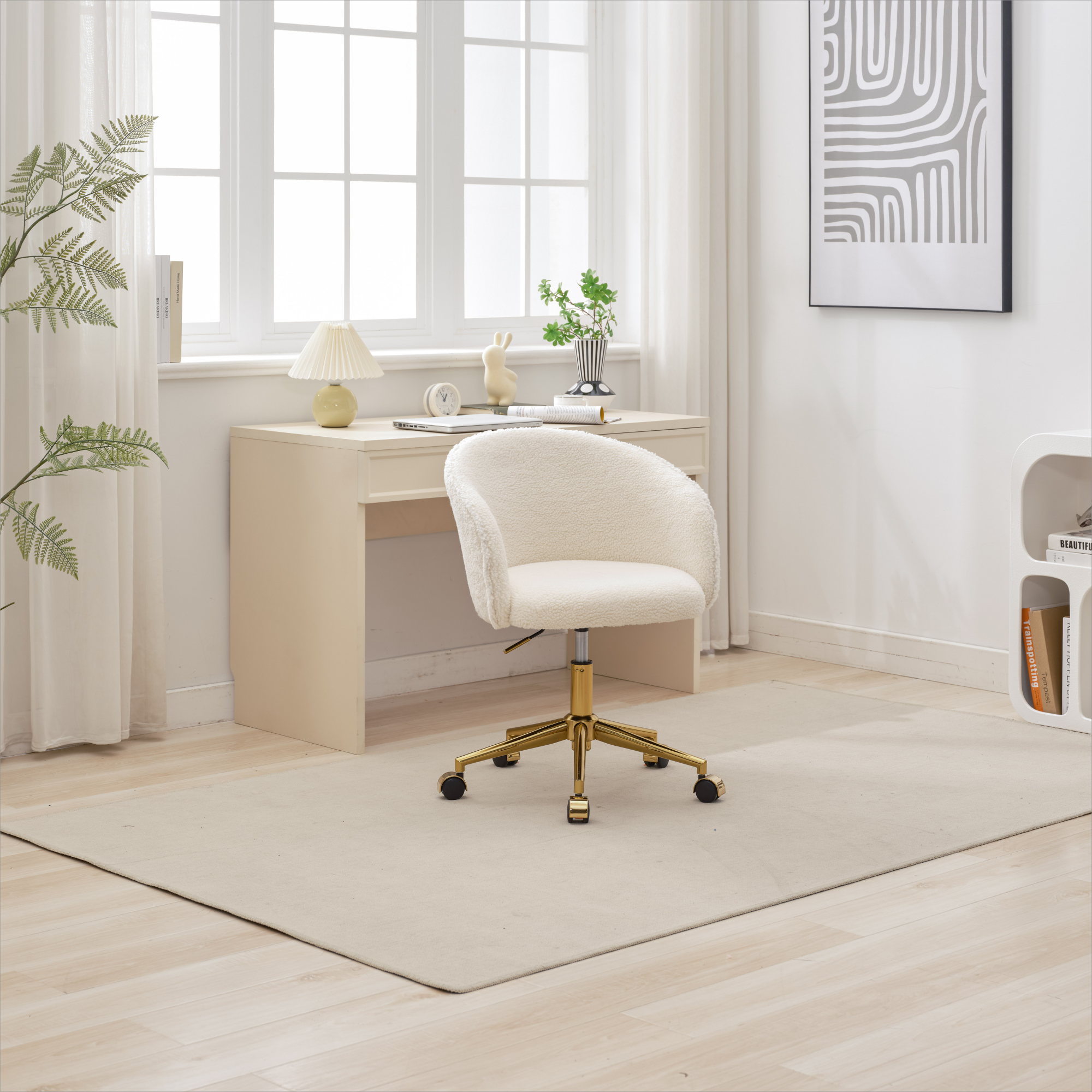 Walker Edison | Teddy Modern Desk Chair with Gold Rolling Base