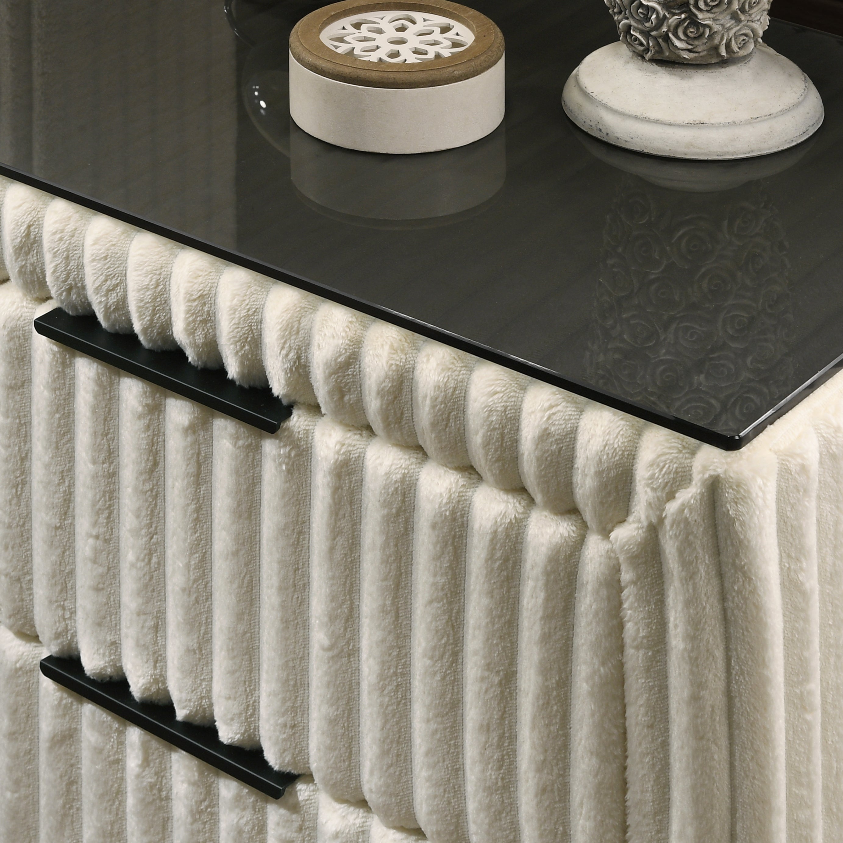 Walker Edison | Corduroy Upholstery Queen Bed with 2 Nightstands
