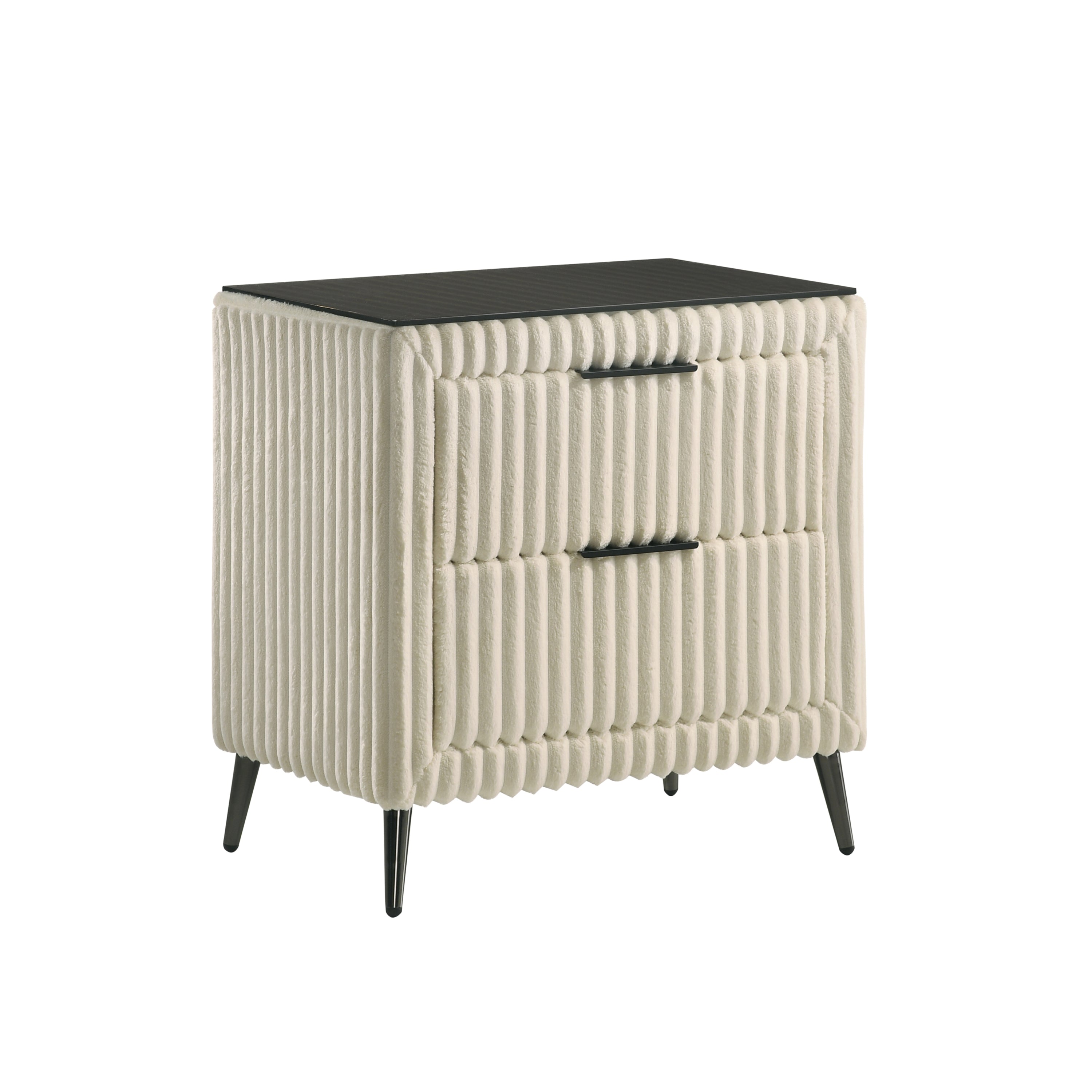 Walker Edison | Corduroy Upholstery Queen Bed with 2 Nightstands