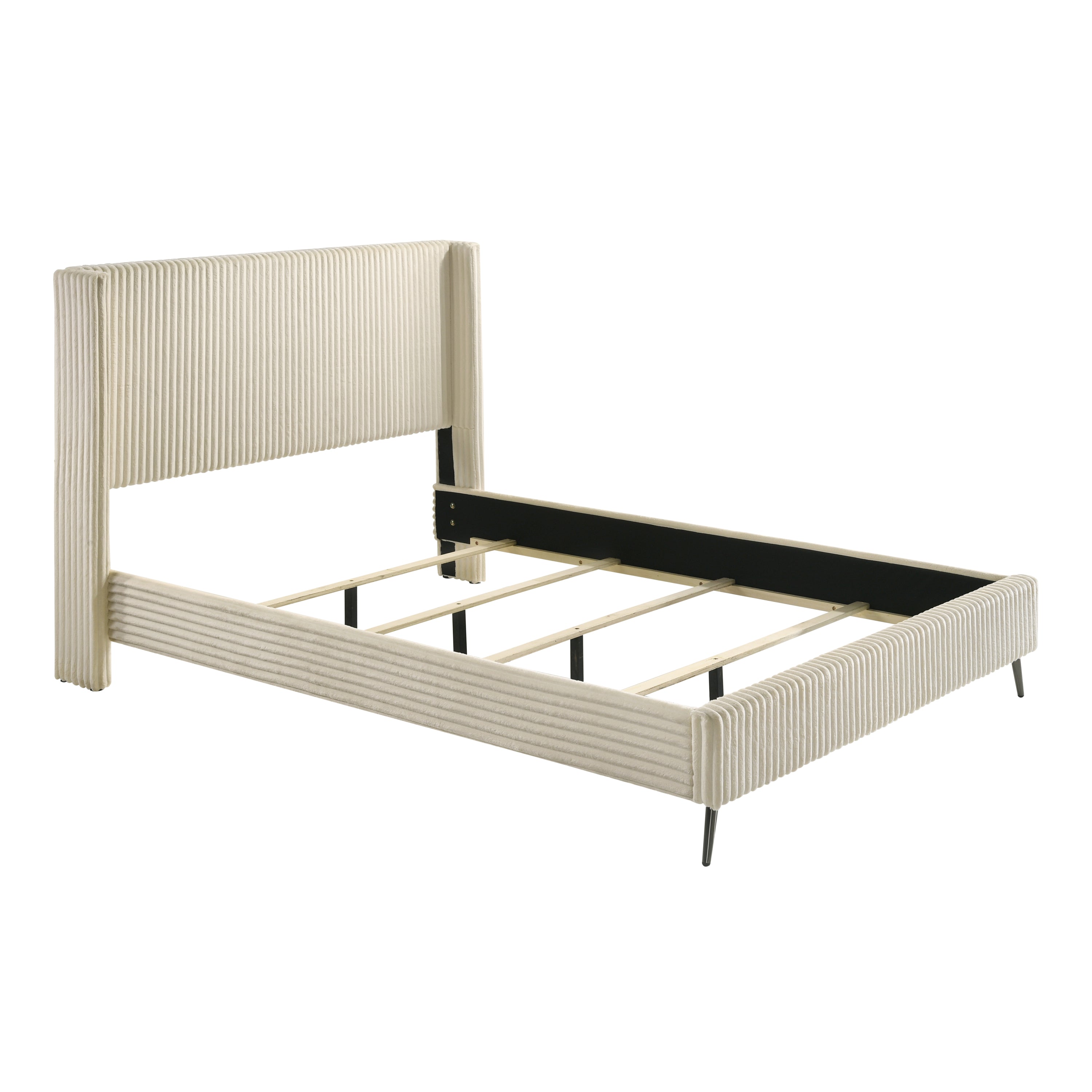 Walker Edison | Corduroy Upholstery Queen Bed with 2 Nightstands