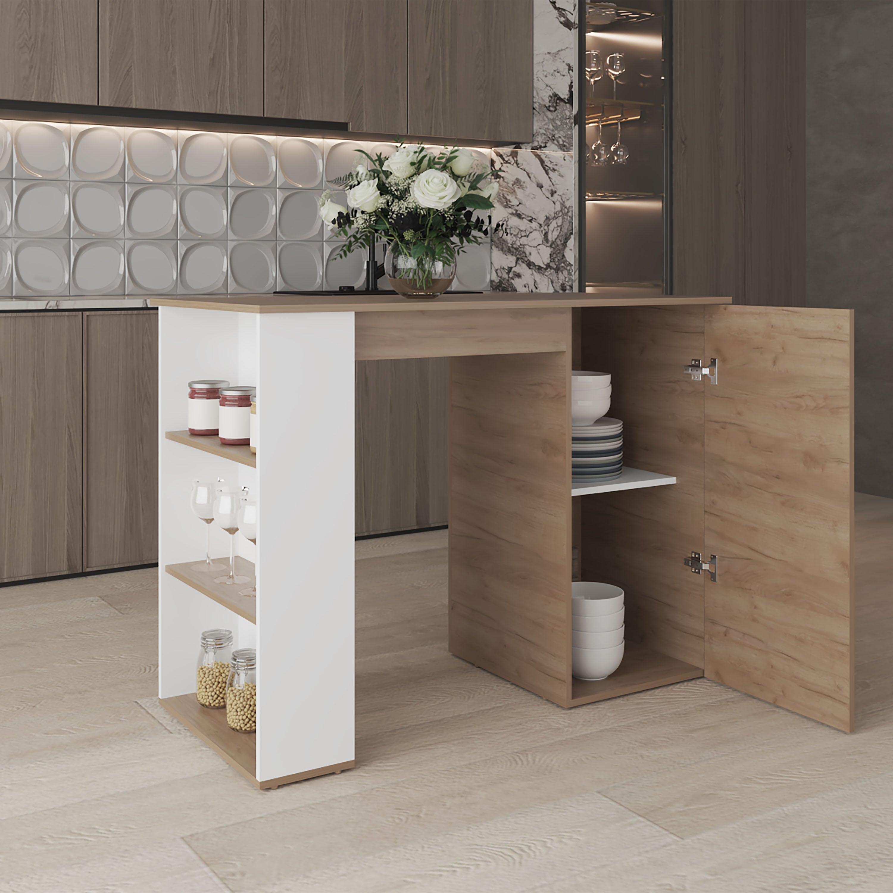 Walker Edison | Kitchen Island Storage Counter