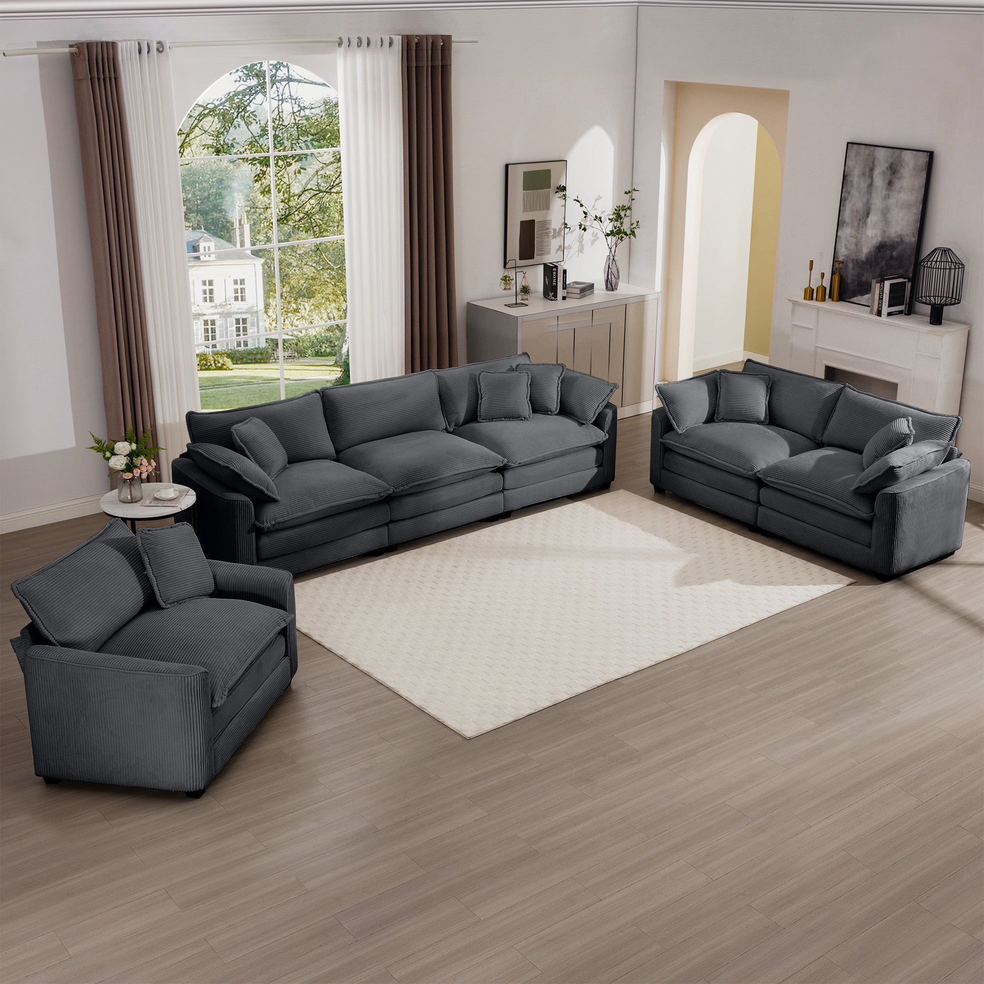 Walker Edison | 3 Piece Cloud Sofa Set