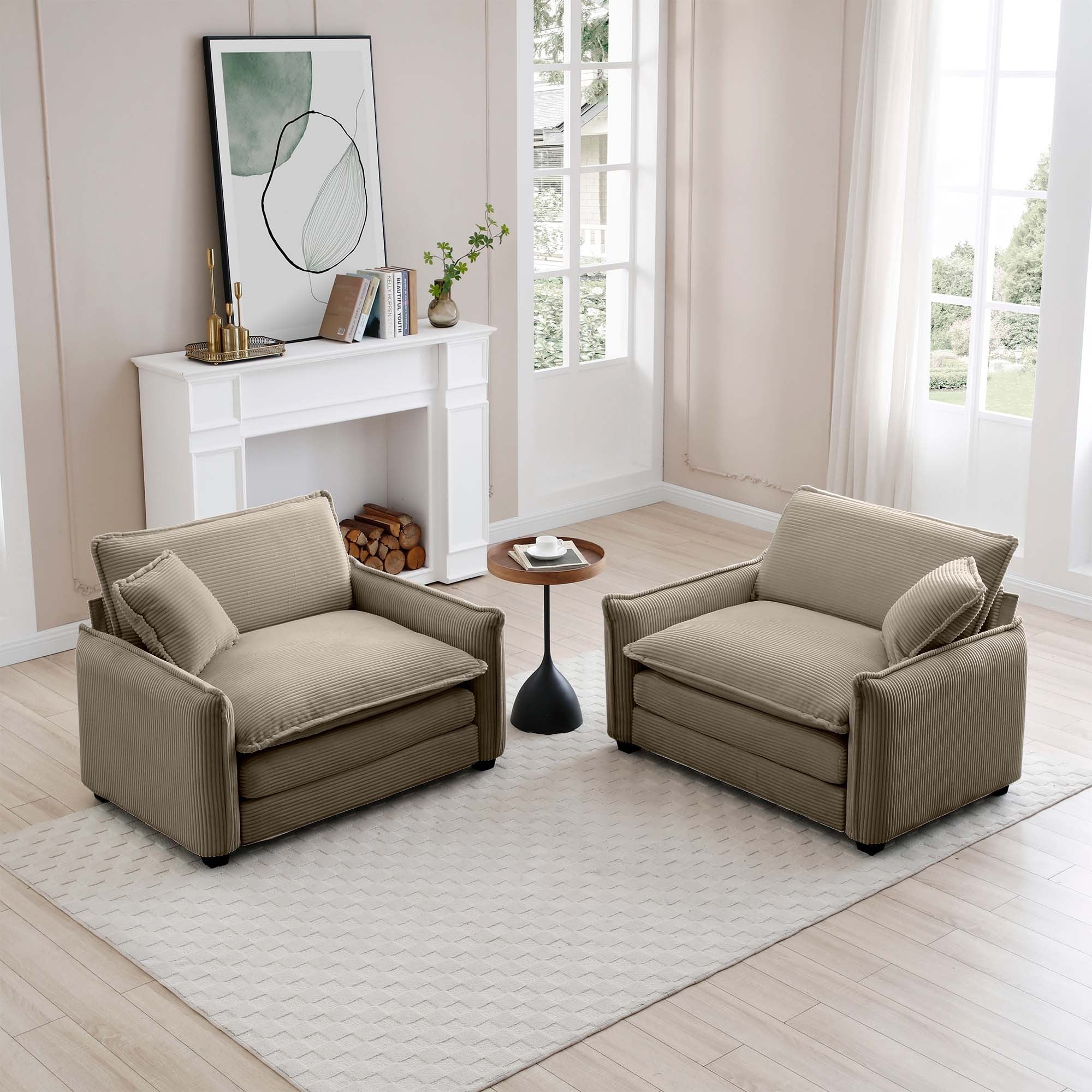 Walker Edison | Corduroy Cloud Deep Seated Accent Sofa Chairs