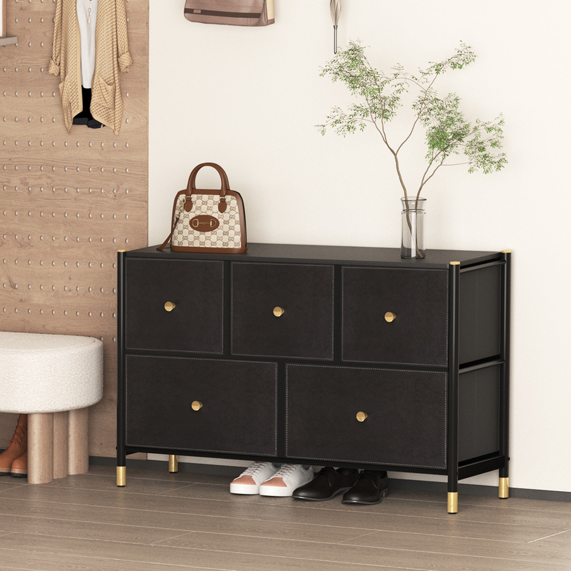 Walker Edison | Faux Leather Drawer Entryway Cabinet